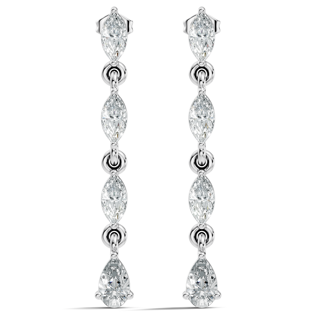 Marquise & Pear Diamond Linear Articulated Drop Earrings
