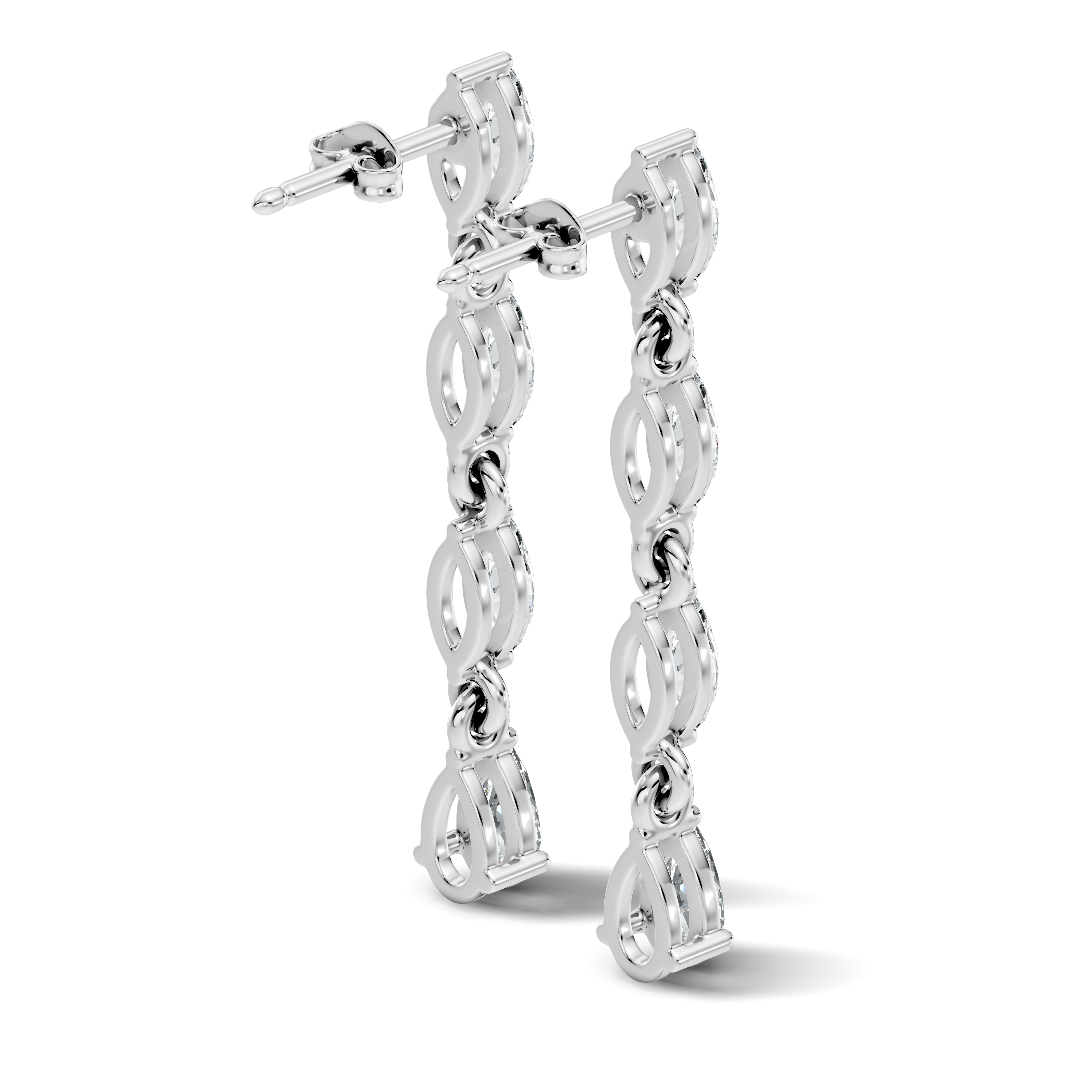 Marquise & Pear Diamond Linear Articulated Drop Earrings
