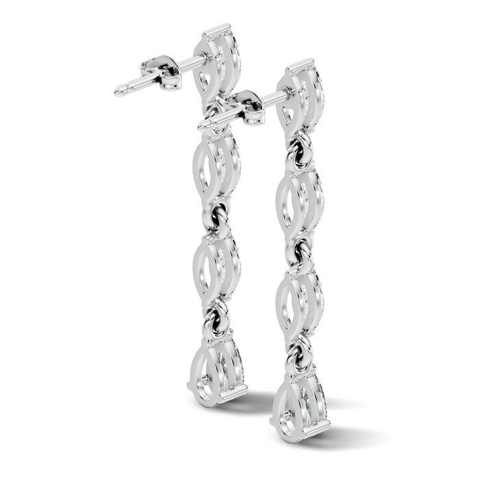 Marquise & Pear Diamond Linear Articulated Drop Earrings