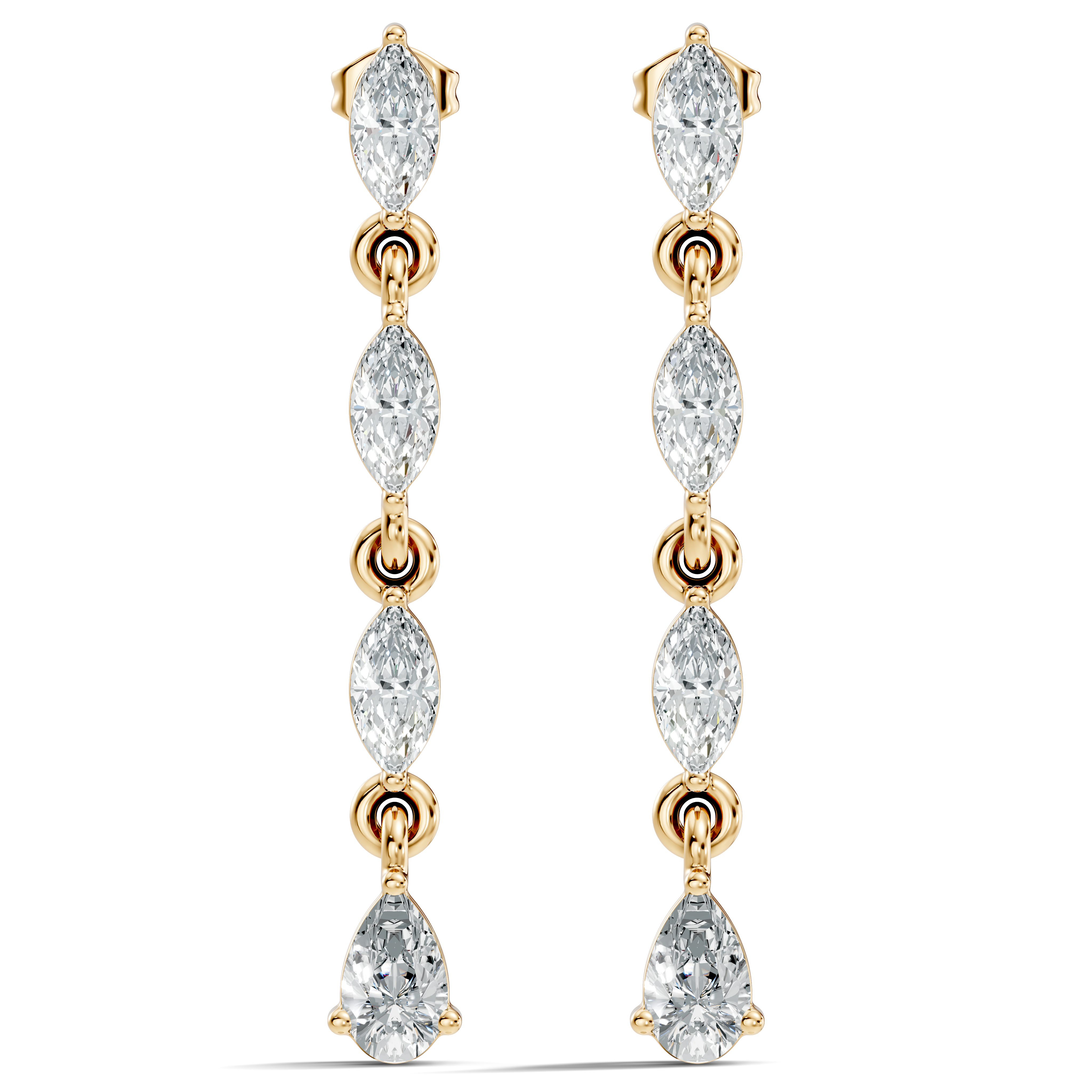 Marquise & Pear Diamond Linear Articulated Drop Earrings