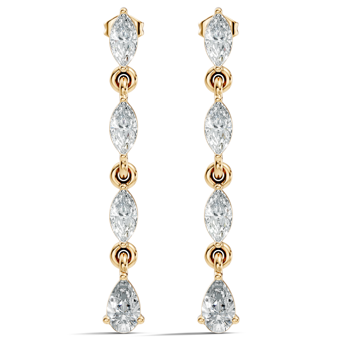 Marquise & Pear Diamond Linear Articulated Drop Earrings