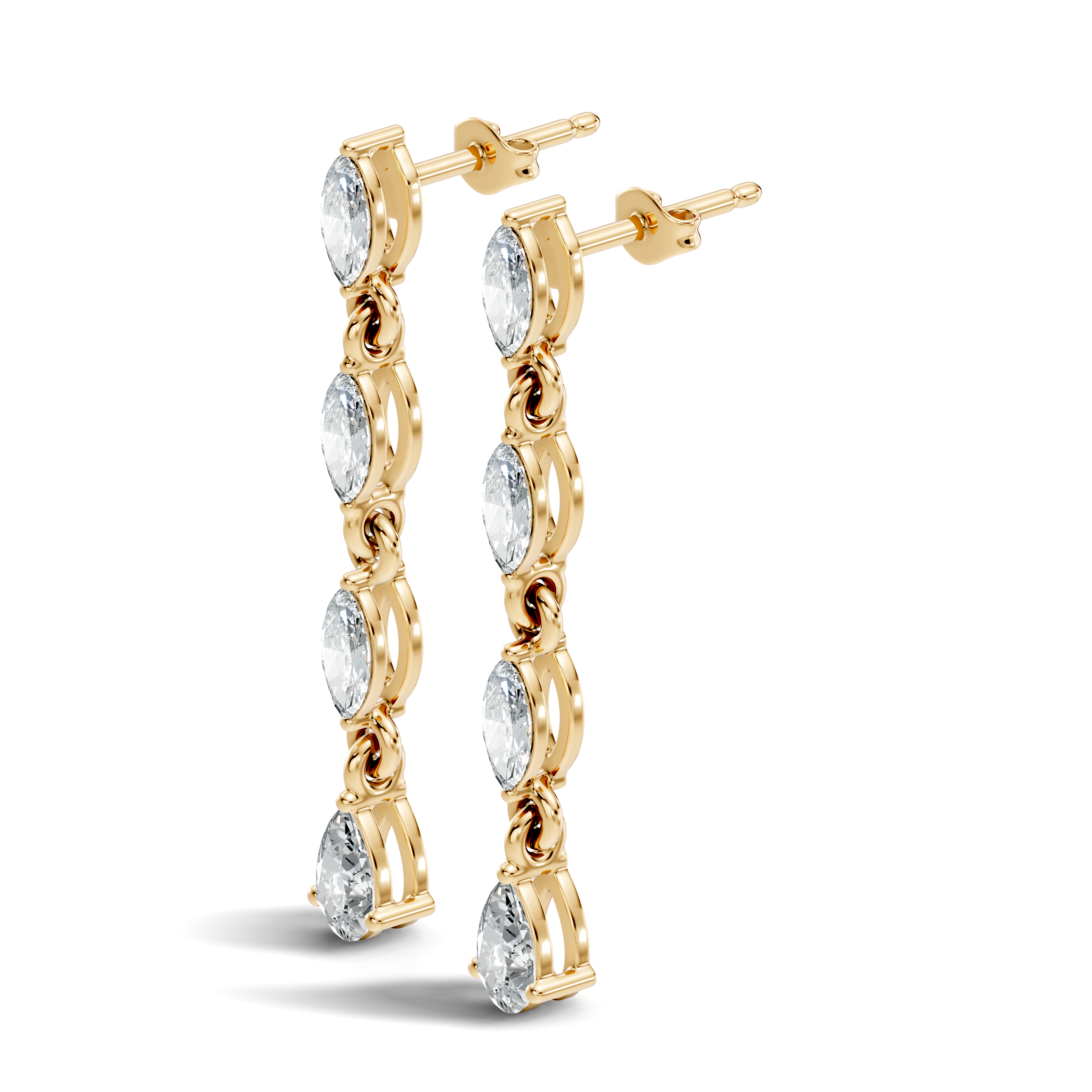 Marquise & Pear Diamond Linear Articulated Drop Earrings