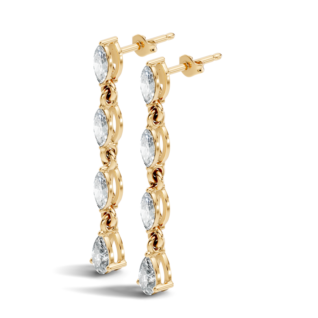 Marquise & Pear Diamond Linear Articulated Drop Earrings