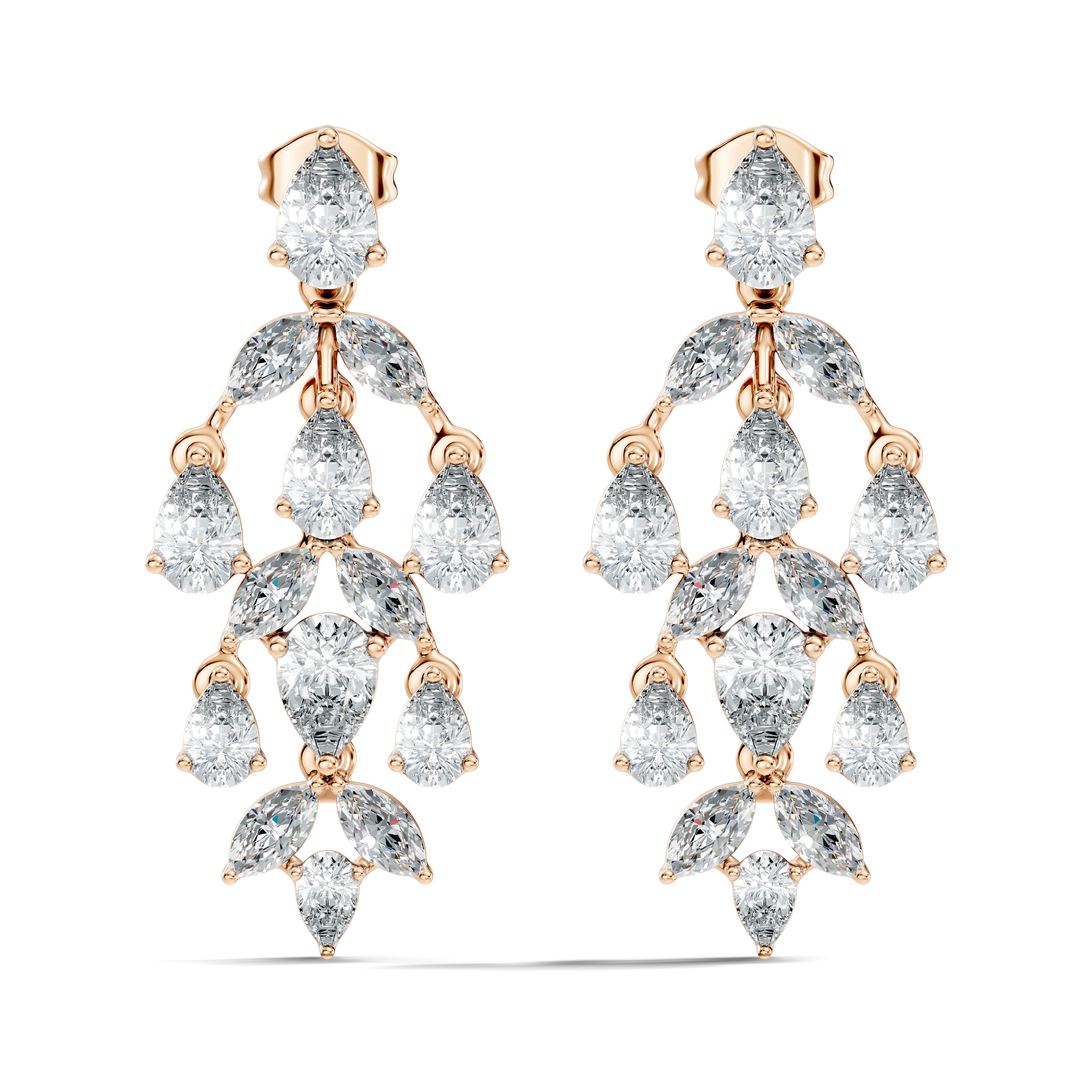 Chandelier Pear & Marquise Diamond Statement Earrings