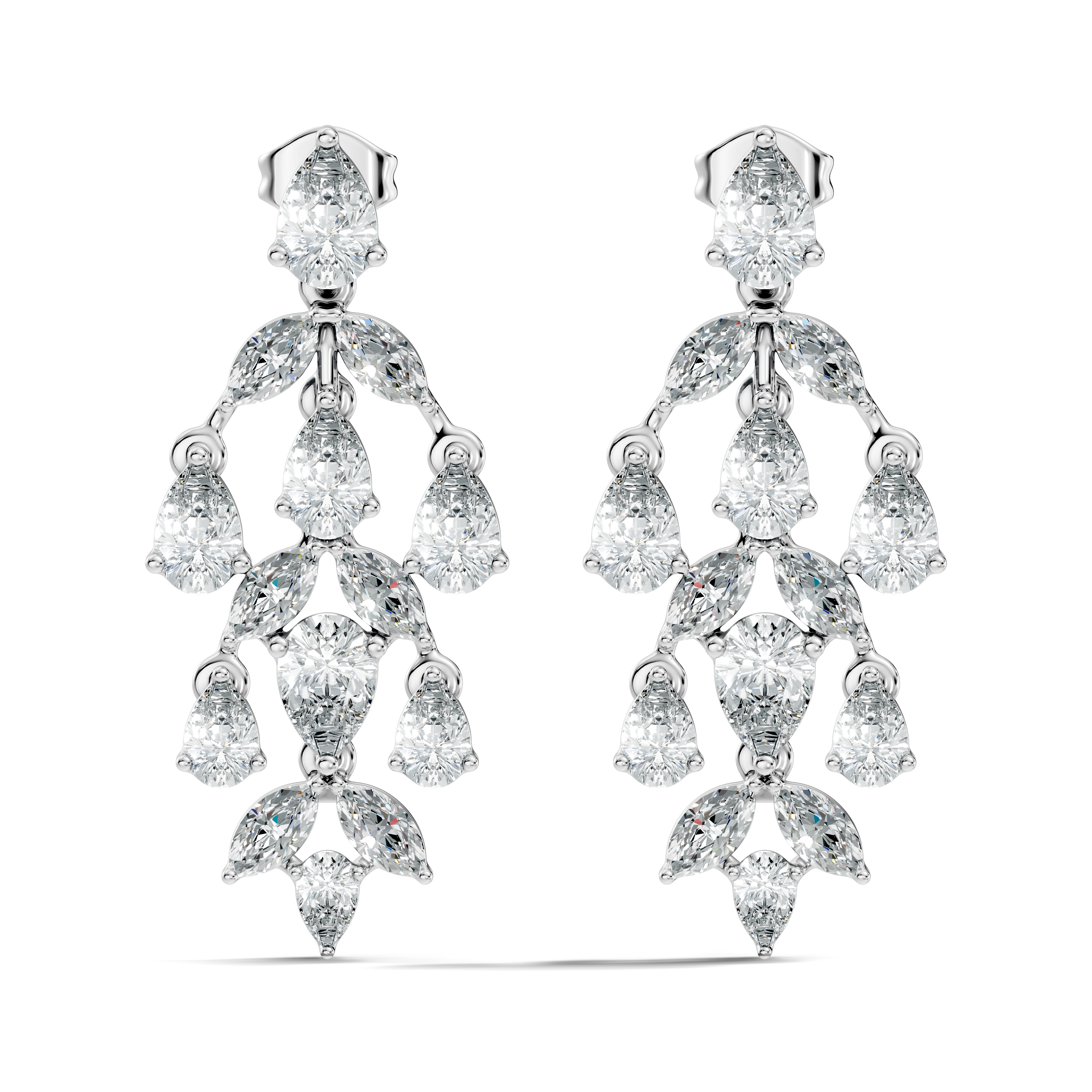 Chandelier Pear & Marquise Diamond Statement Earrings
