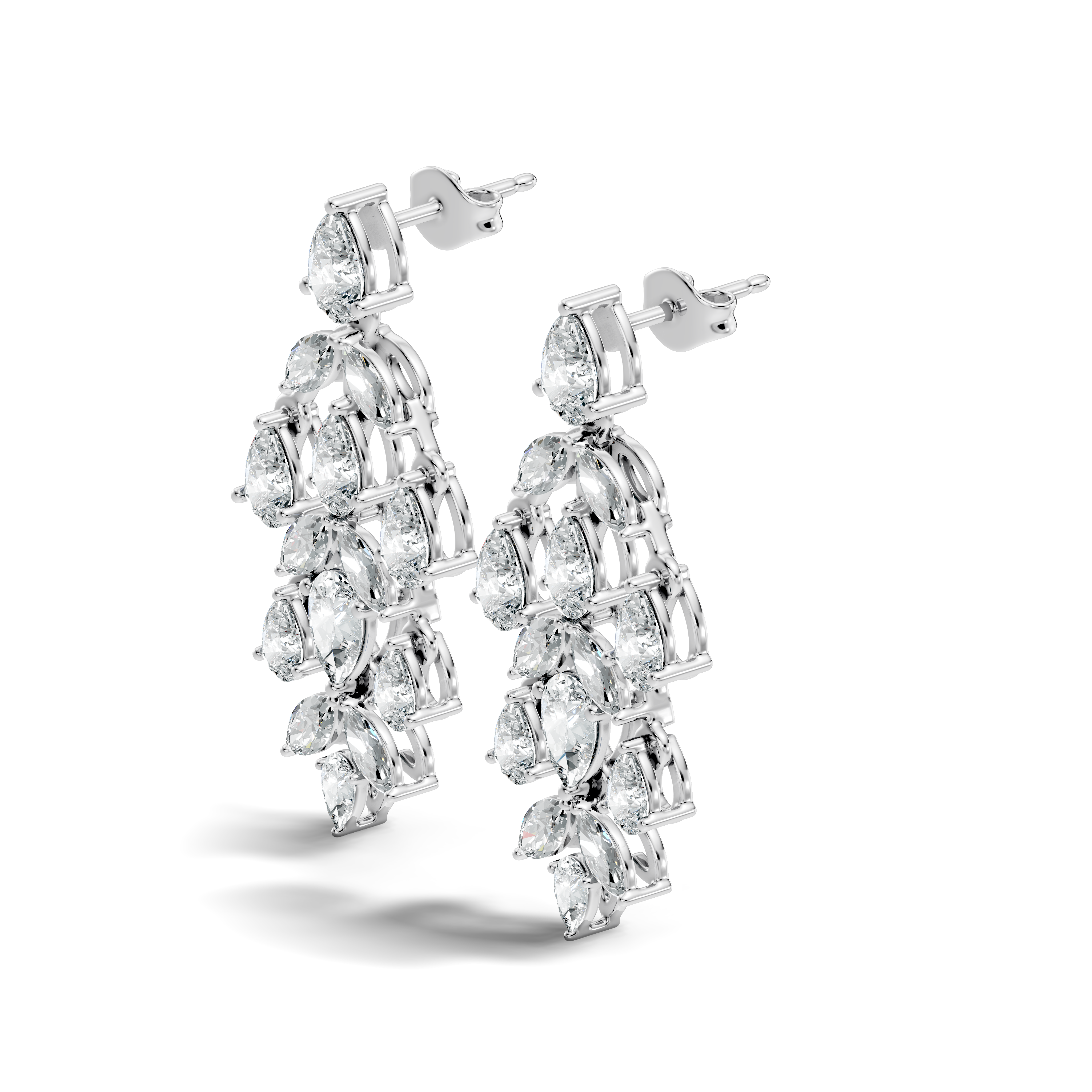 Chandelier Pear & Marquise Diamond Statement Earrings