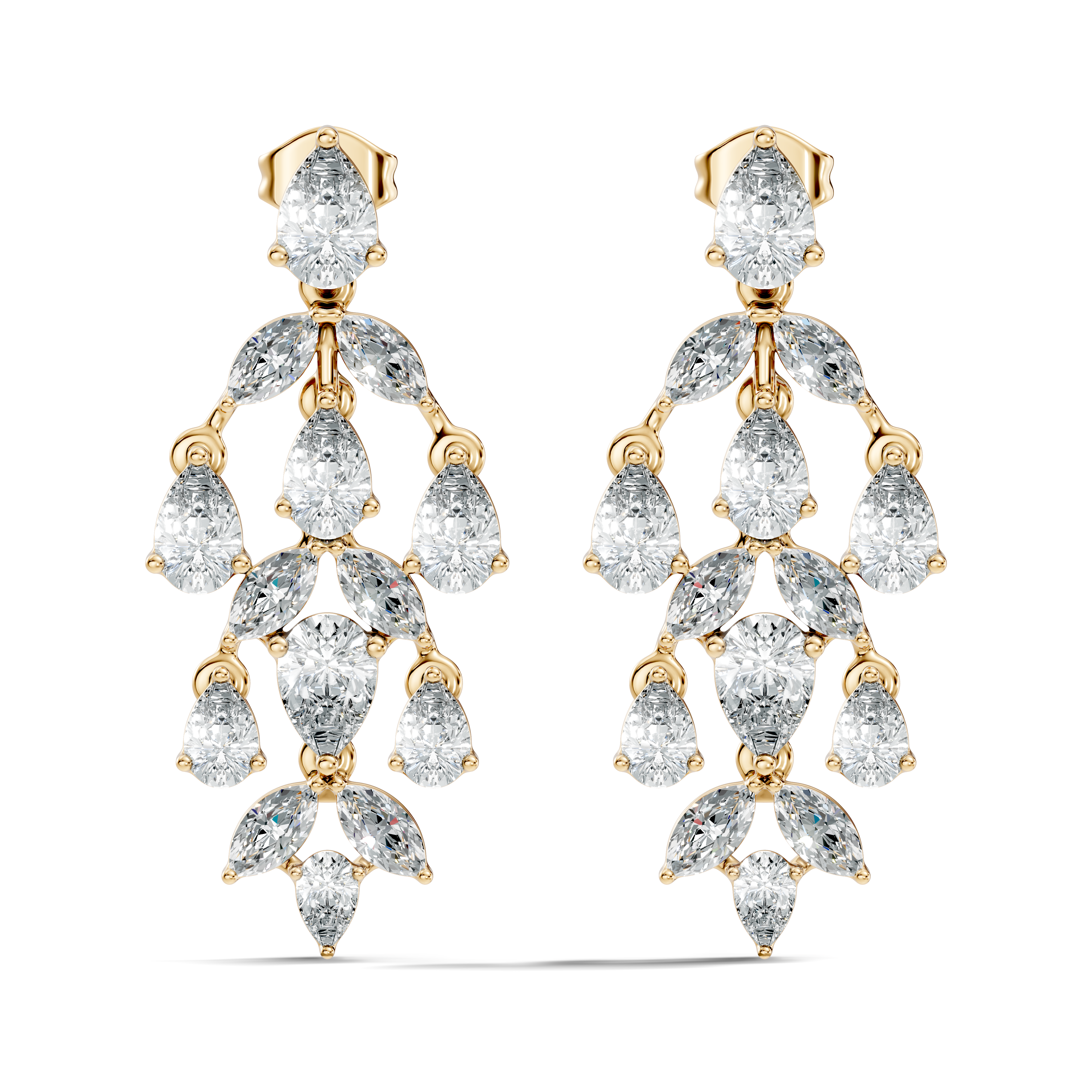 Chandelier Pear & Marquise Diamond Statement Earrings