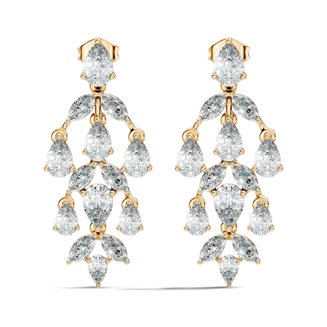 Chandelier Pear & Marquise Diamond Statement Earrings