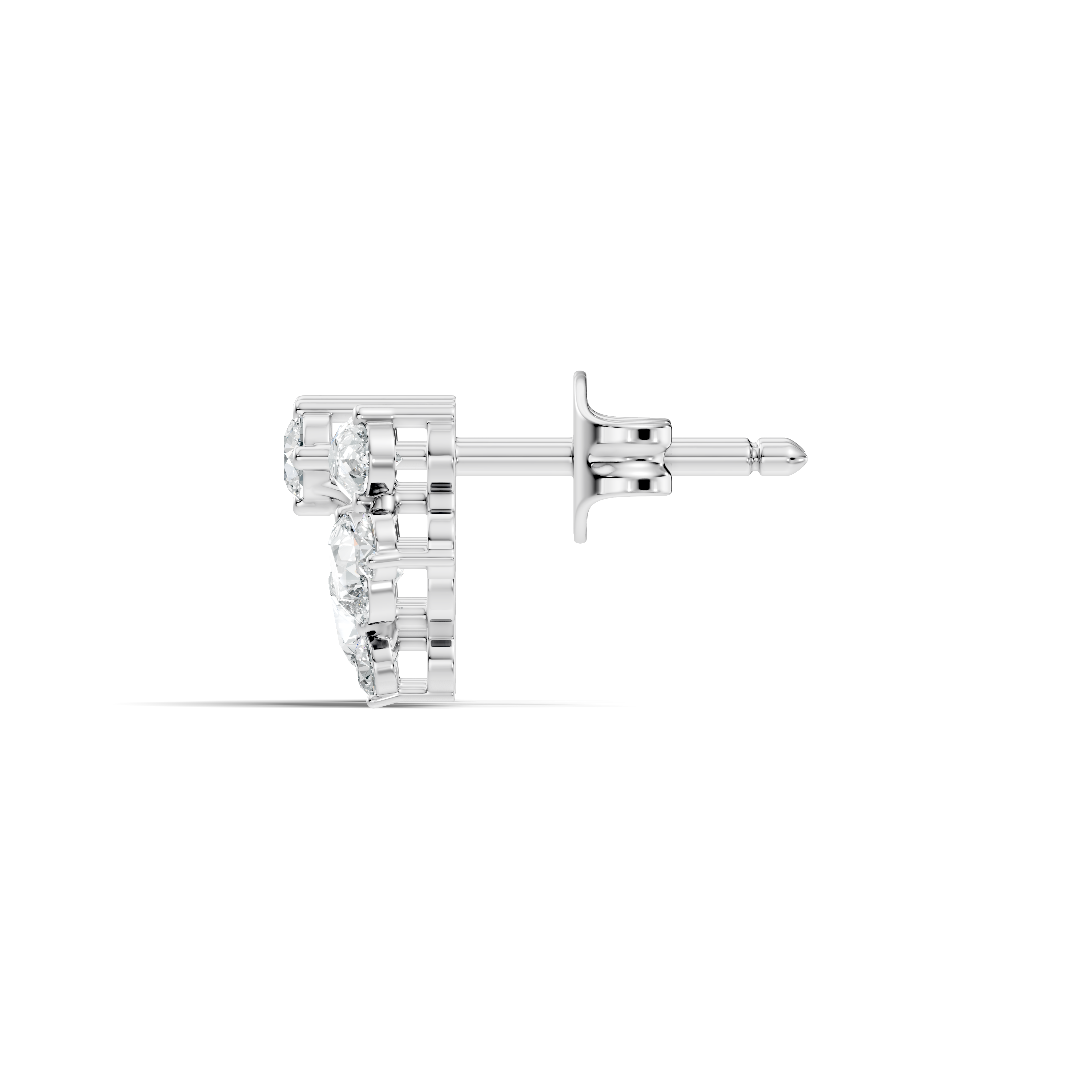 Pear & Round Diamond Fan Arc Cluster Stud