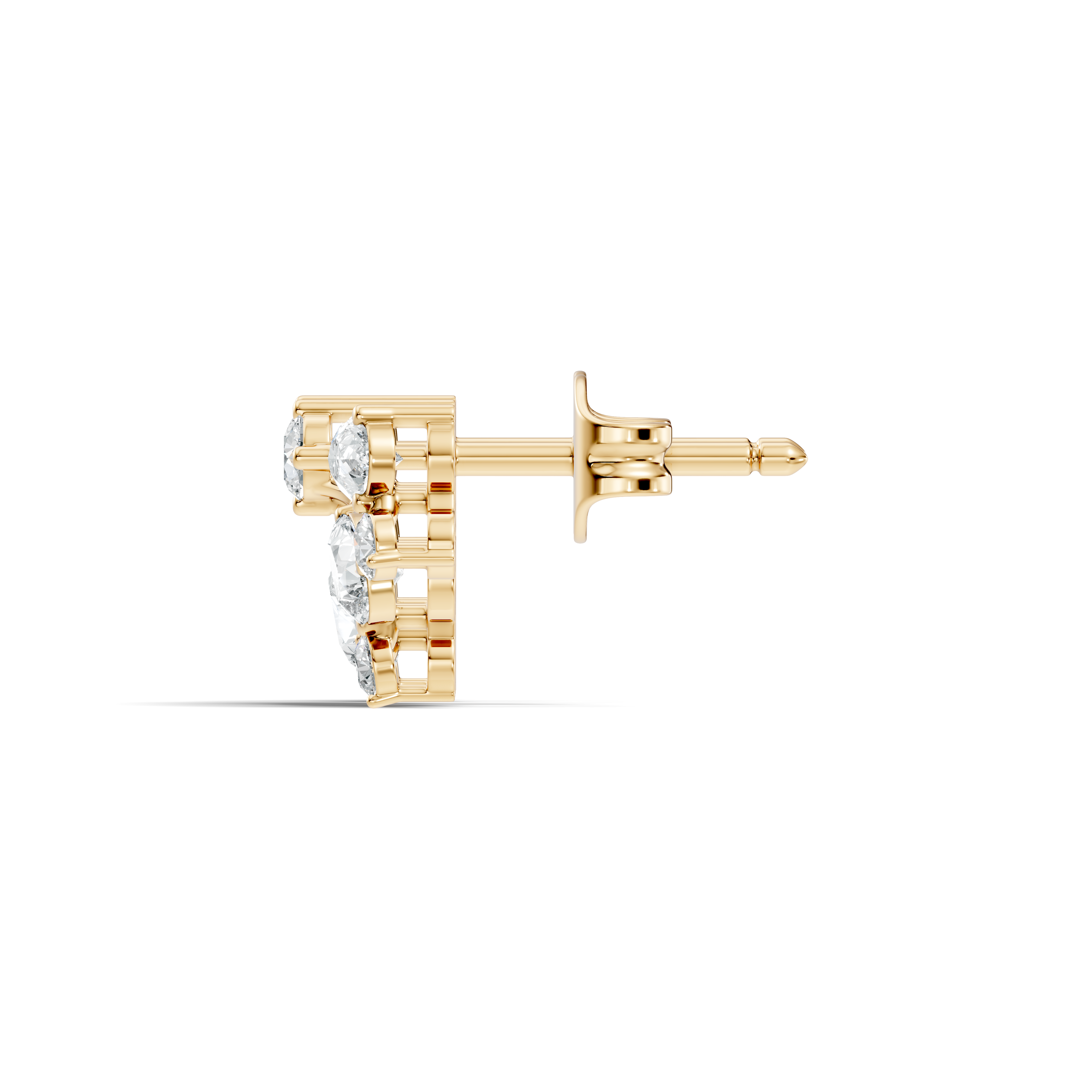 Pear & Round Diamond Fan Arc Cluster Stud