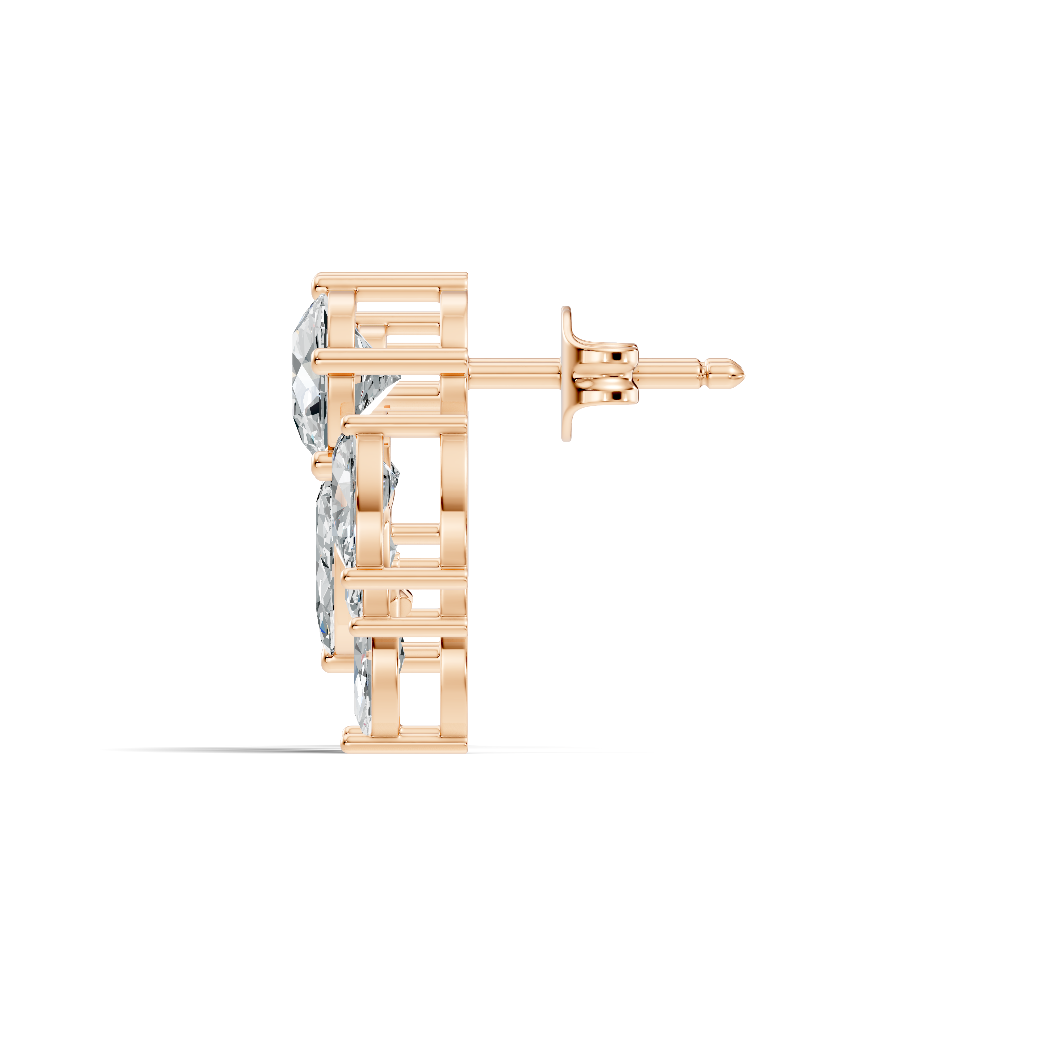 Round, Marquise & Pear Fan Arc Cluster Diamond Stud