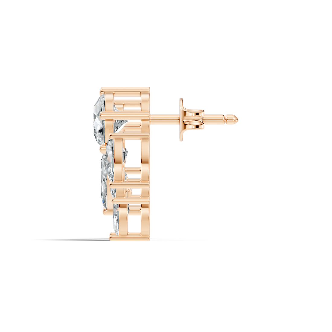 Round, Marquise & Pear Fan Arc Cluster Diamond Stud