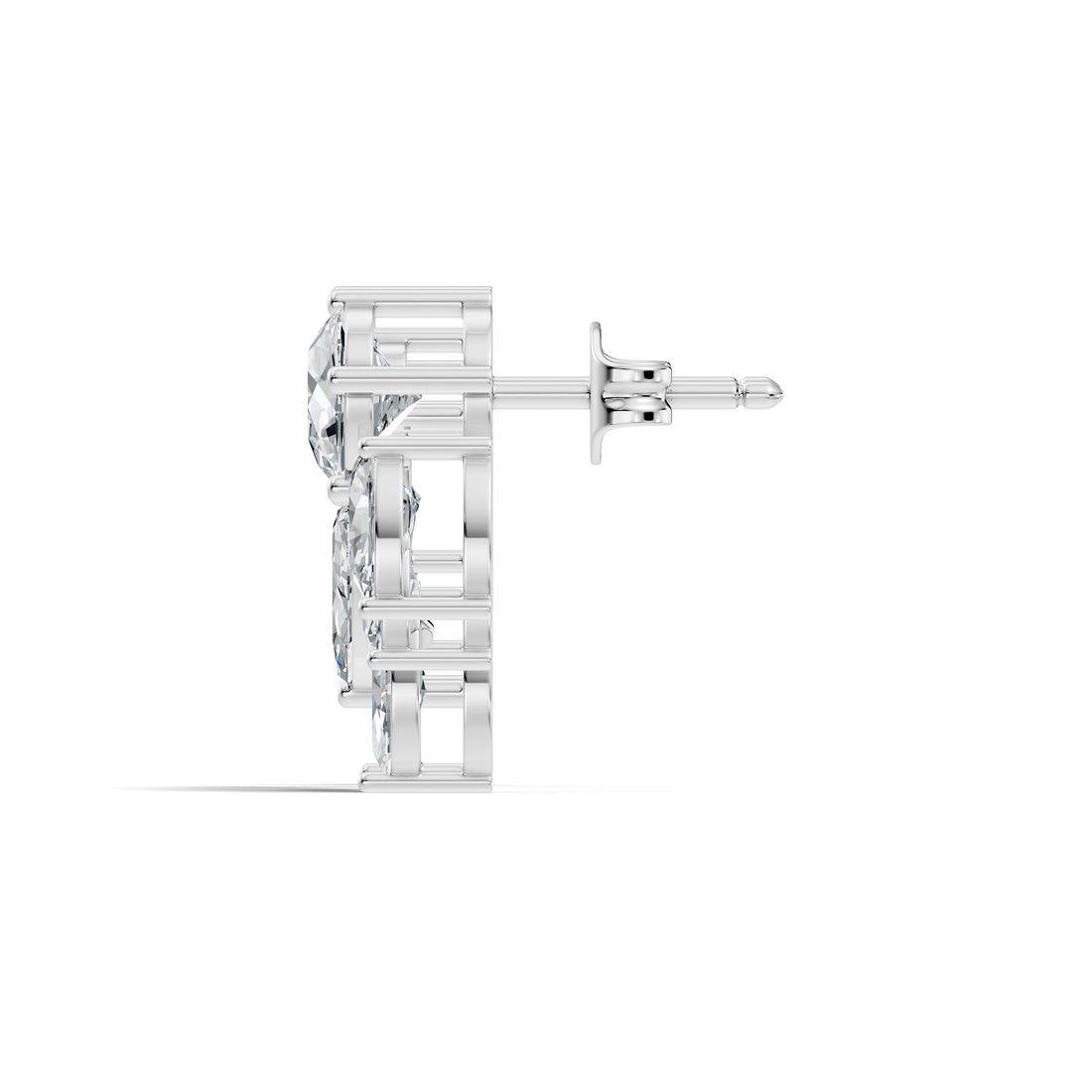 Round, Marquise & Pear Fan Arc Cluster Diamond Stud