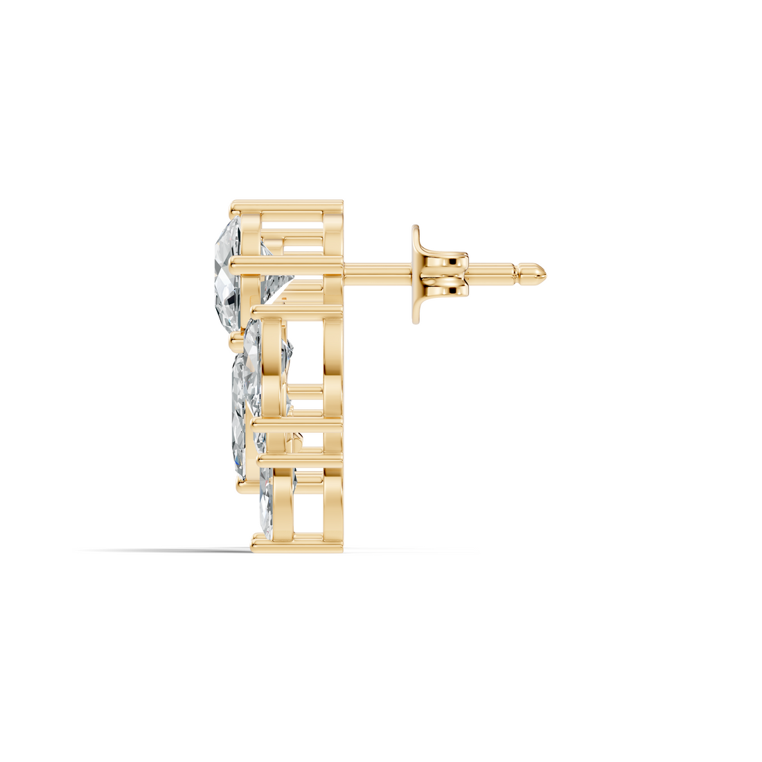 Round, Marquise & Pear Fan Arc Cluster Diamond Stud