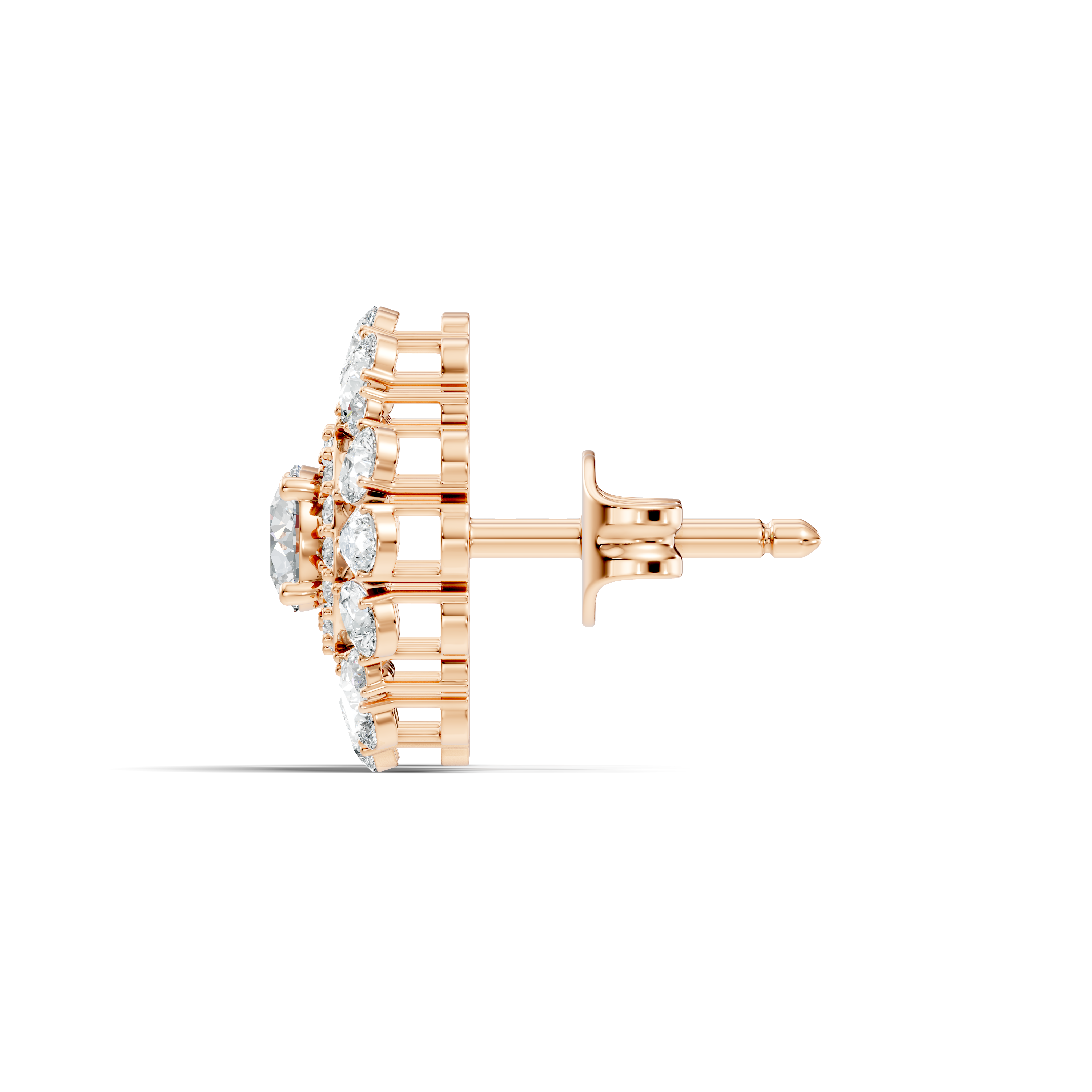 Pear & Round Floral Sunburst Diamond Studs