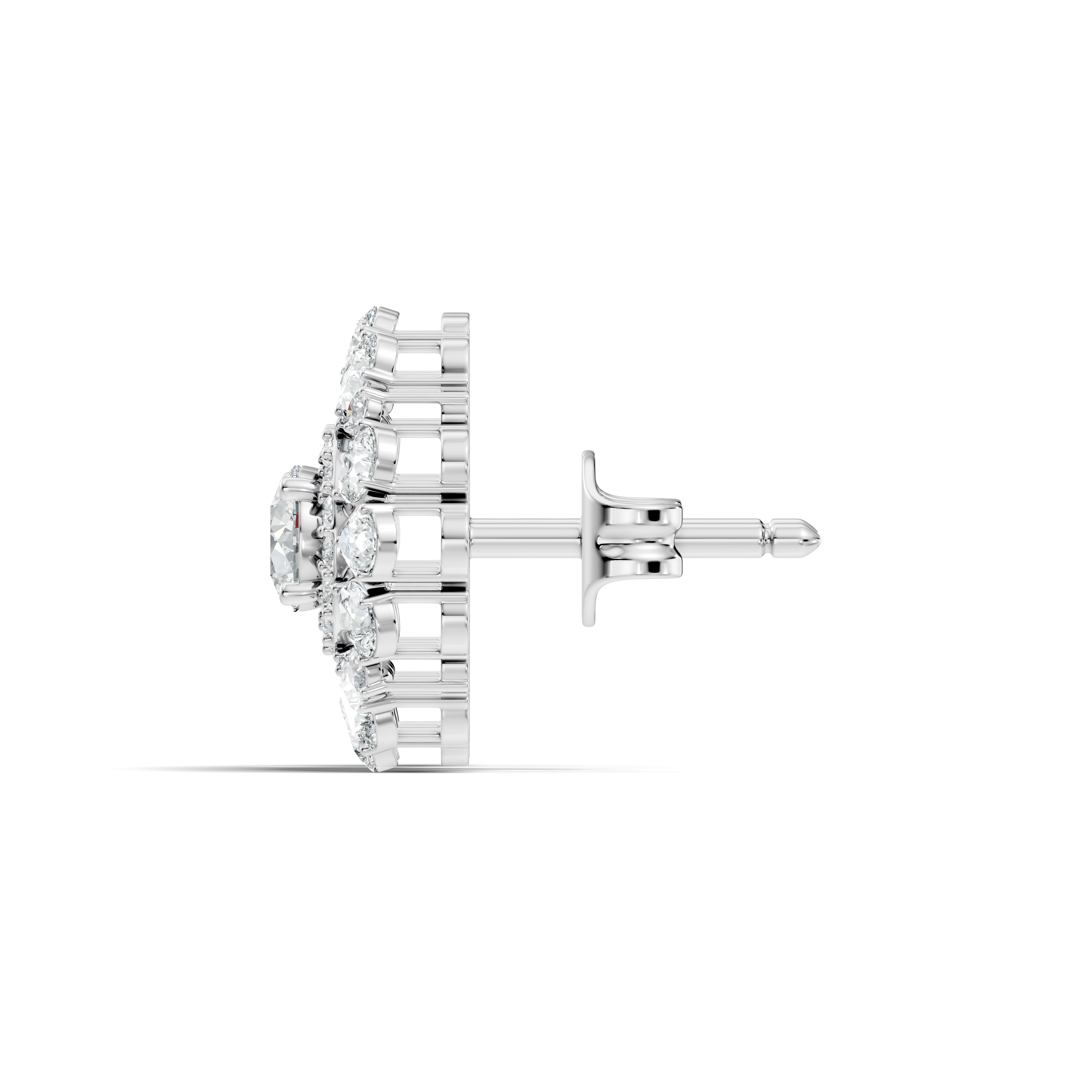 Pear & Round Floral Sunburst Diamond Studs