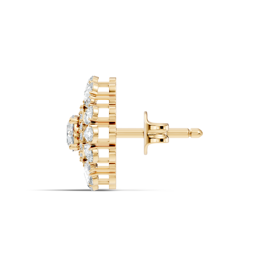 Pear & Round Floral Sunburst Diamond Studs