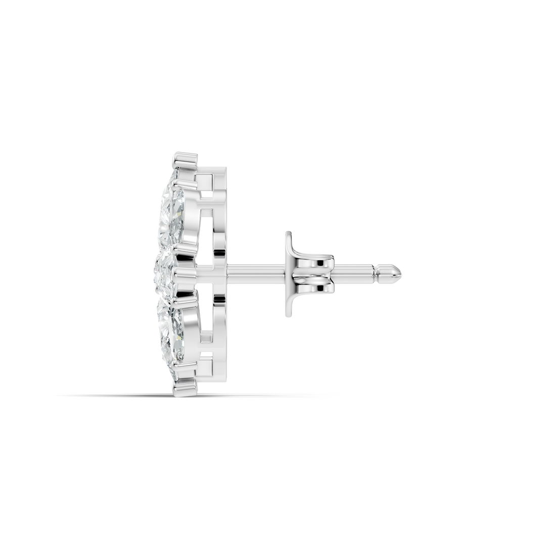 Pear, Marquise & Round Floral Snowflake Diamond Cluster Stud