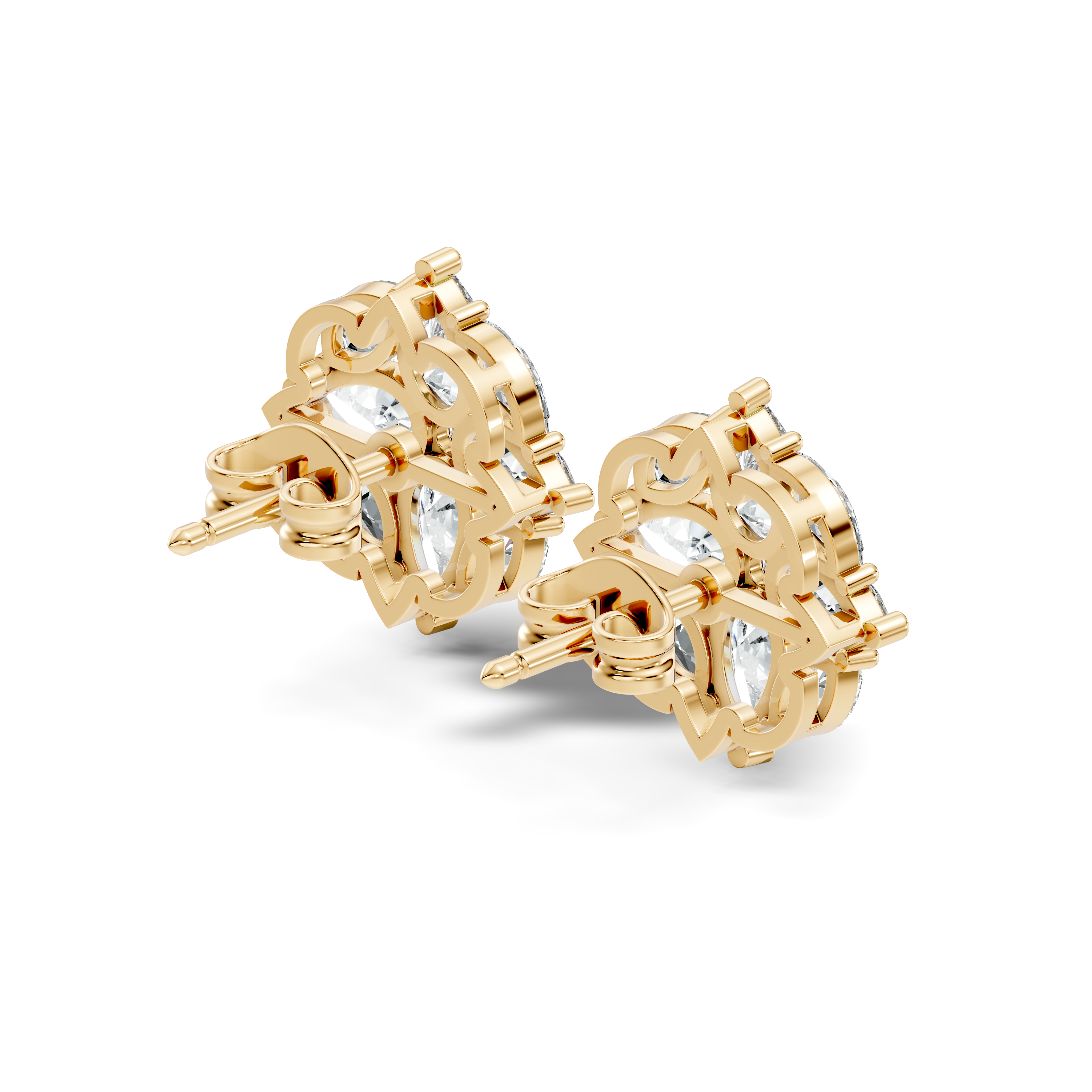 Pear, Marquise & Round Floral Snowflake Diamond Cluster Stud