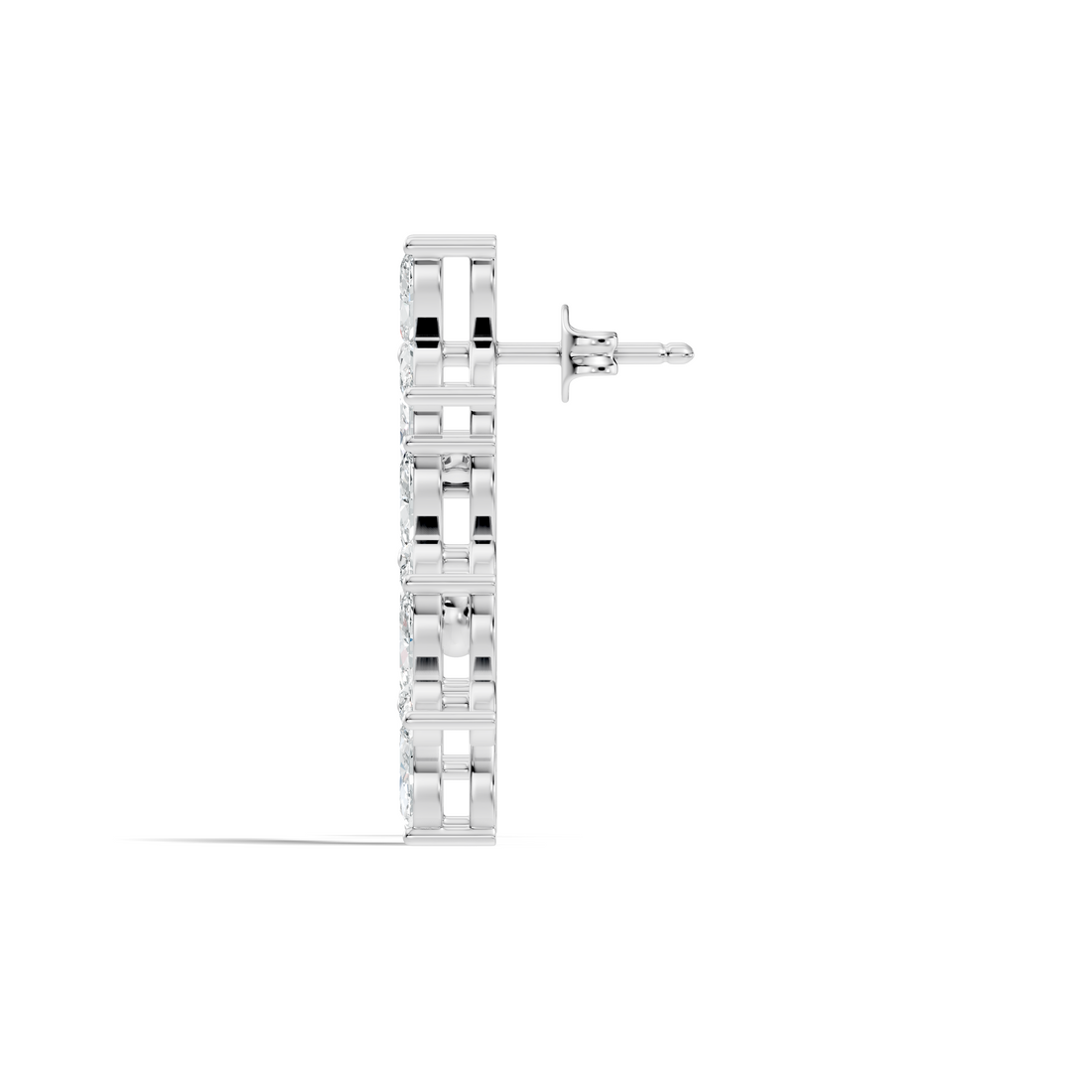 Triple Floral Marquise Diamond Ear Climber Earrings