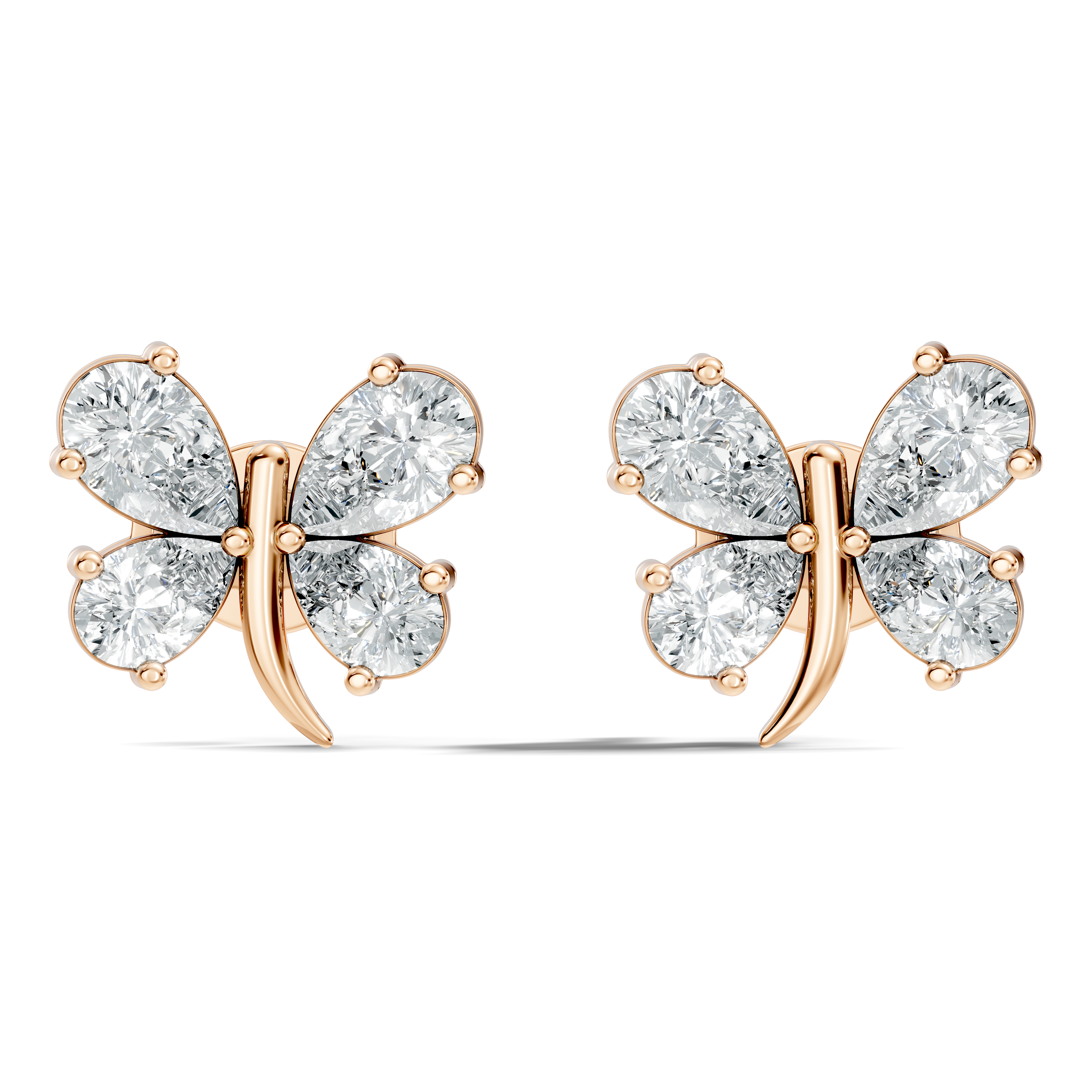 Pear Cut  Butterfly Diamond Stud
