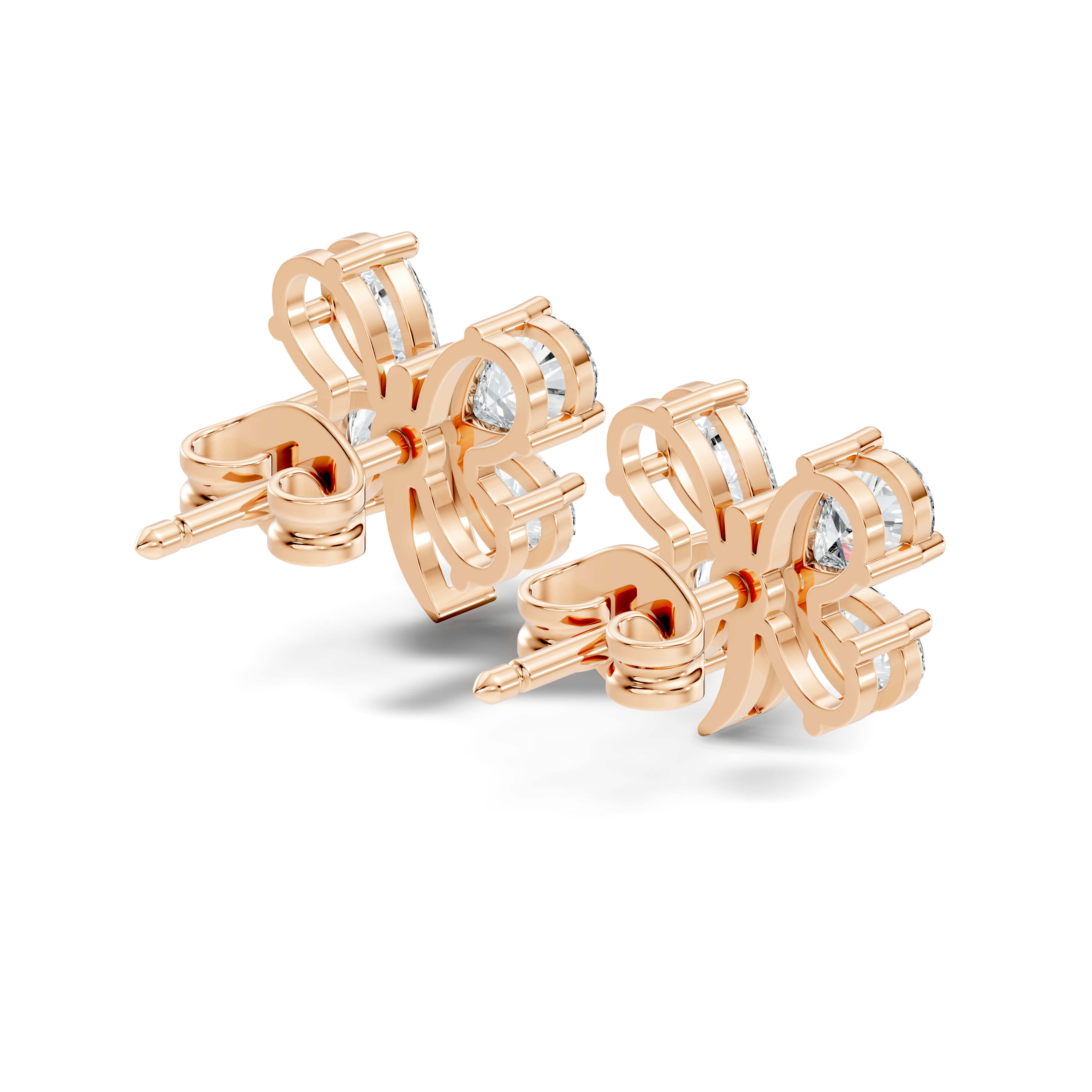 Pear Cut  Butterfly Diamond Stud