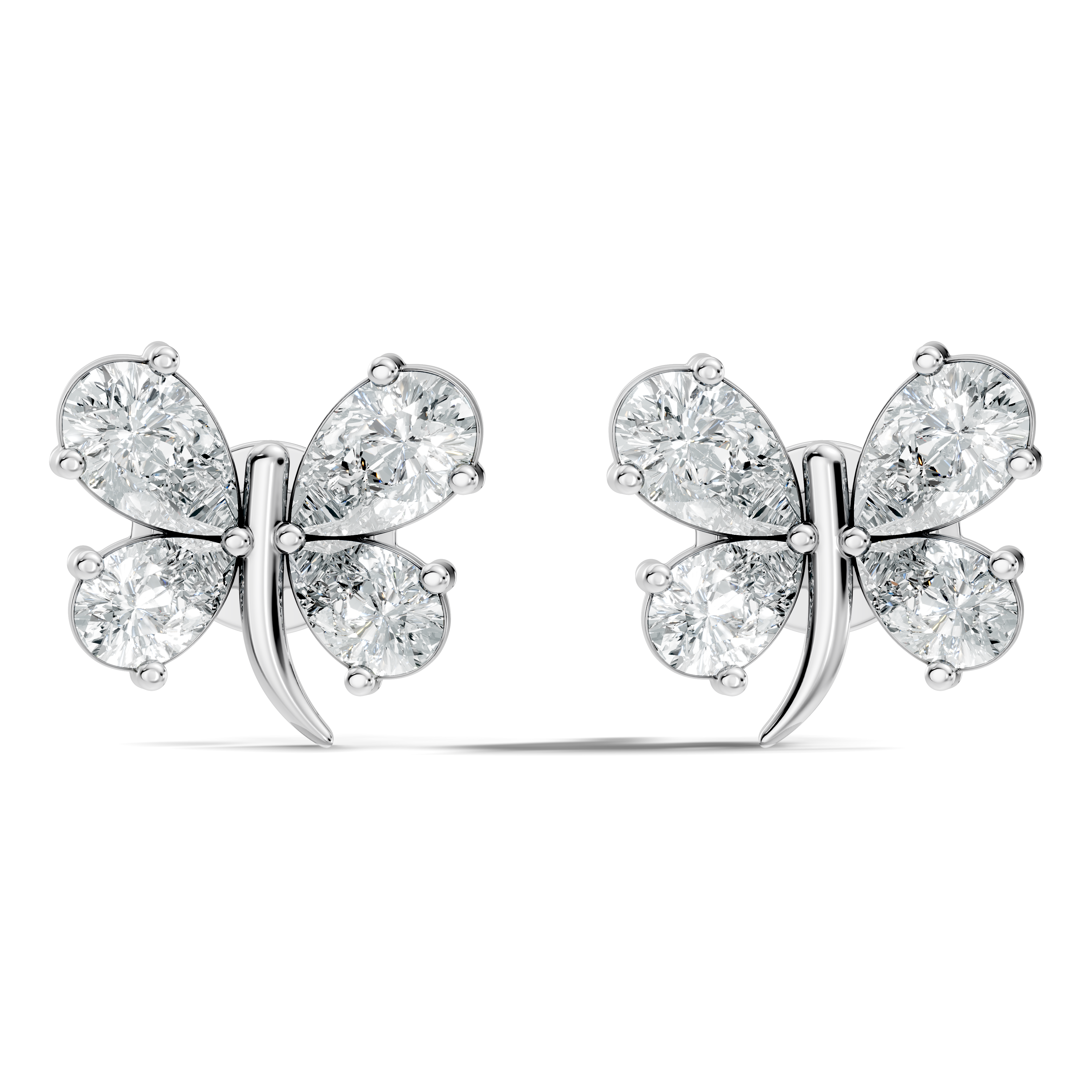 Pear Cut  Butterfly Diamond Stud