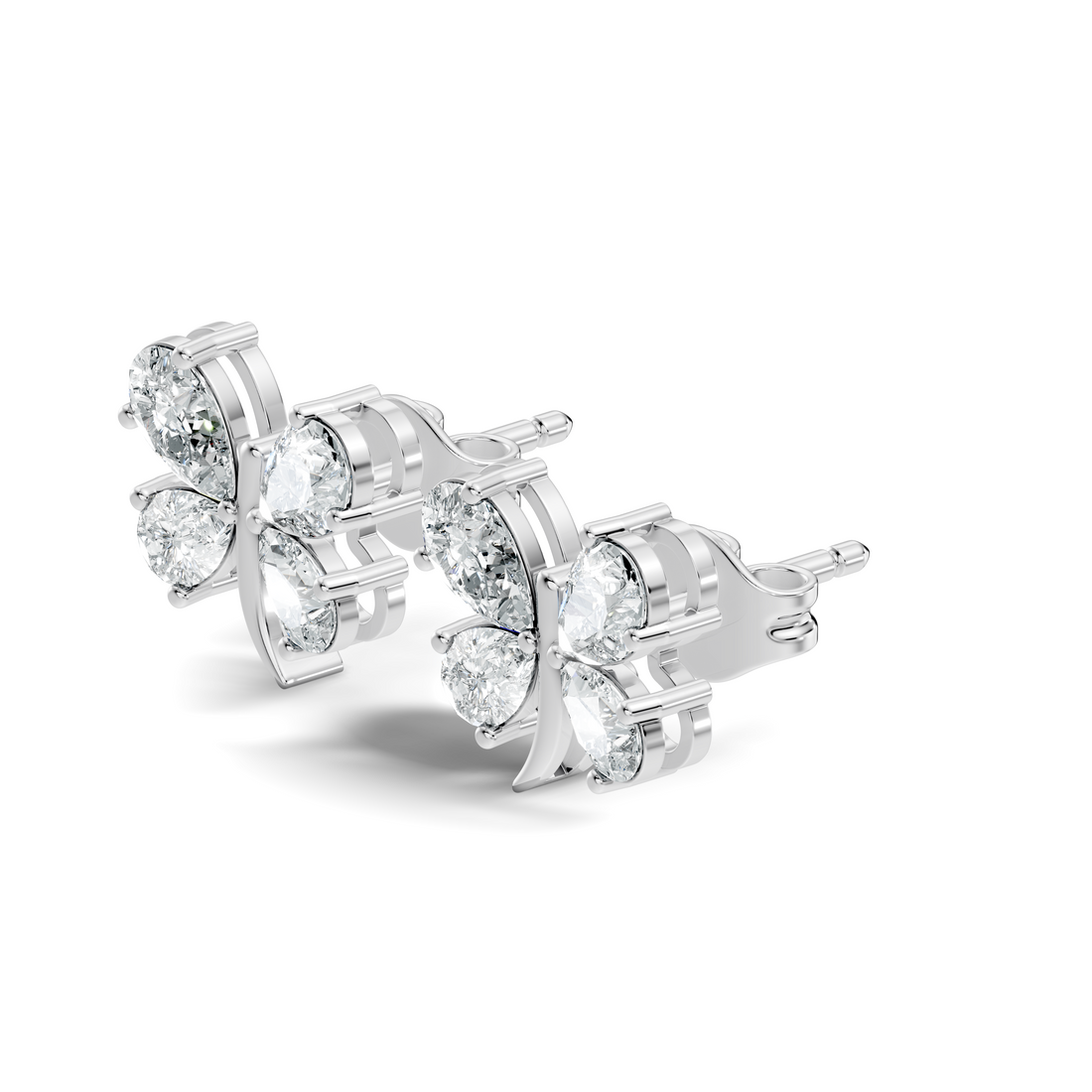 Pear Cut  Butterfly Diamond Stud
