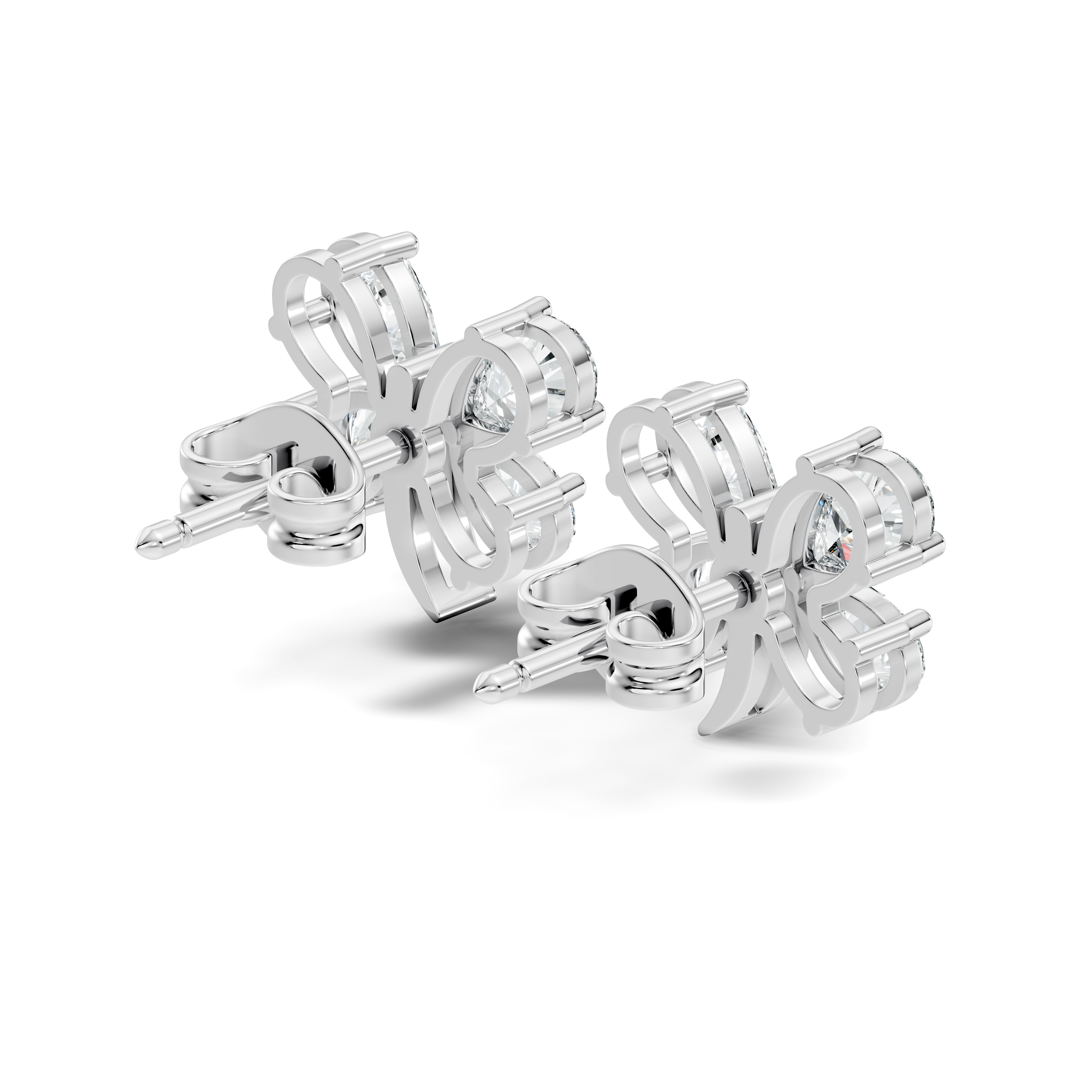 Pear Cut  Butterfly Diamond Stud