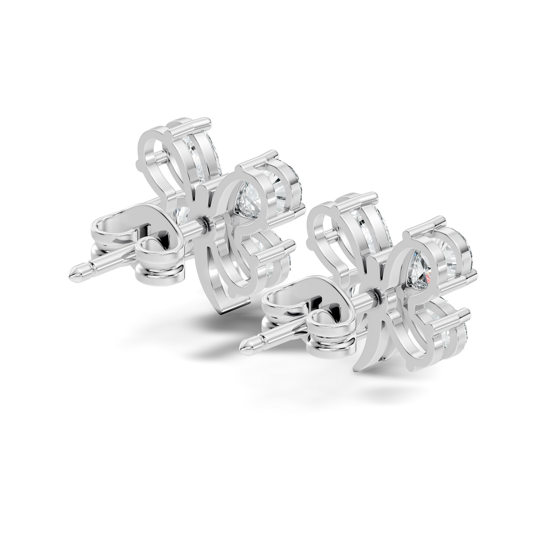 Pear Cut  Butterfly Diamond Stud