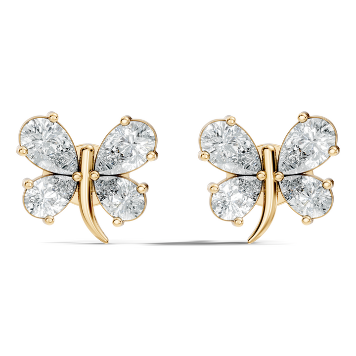 Pear Cut  Butterfly Diamond Stud