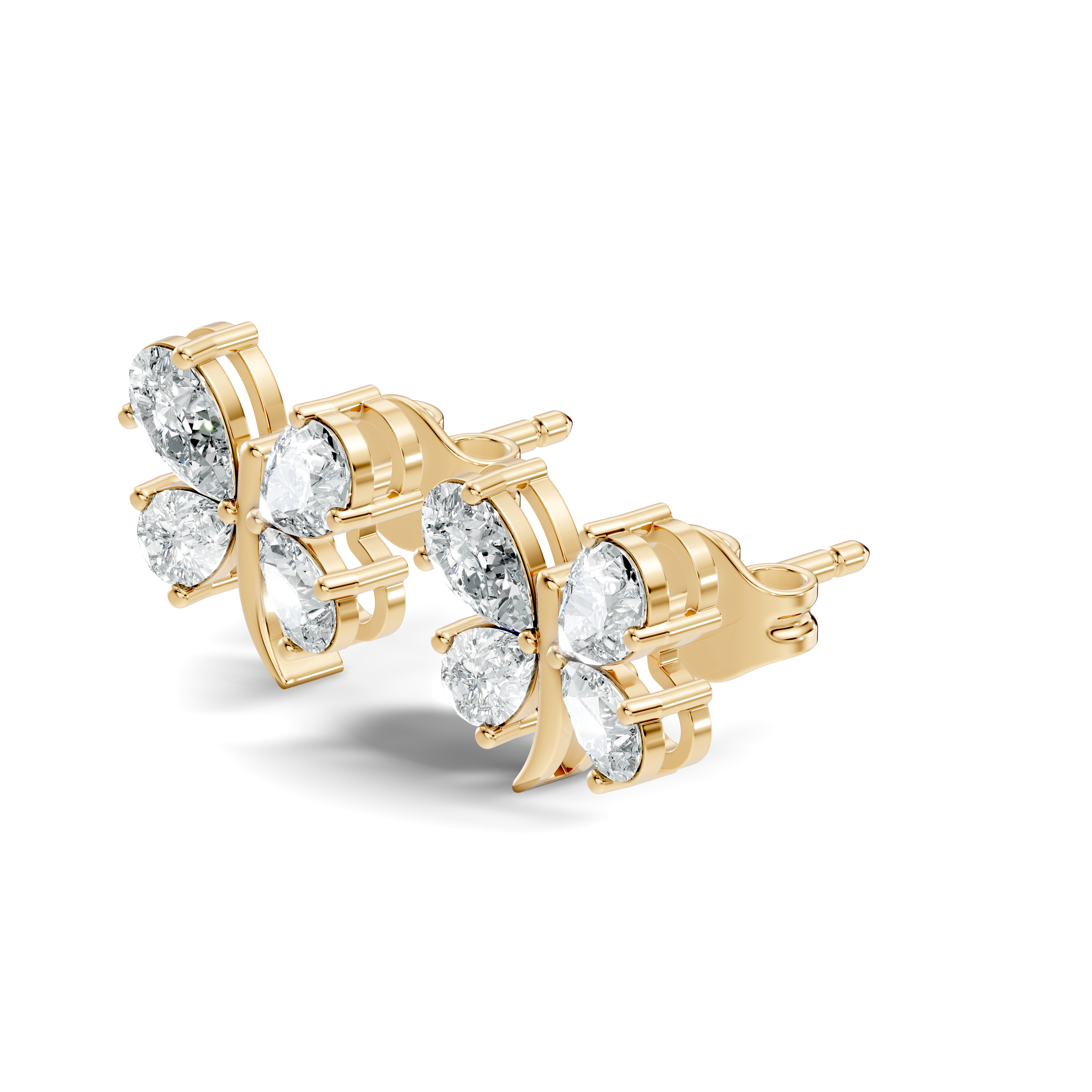 Pear Cut  Butterfly Diamond Stud