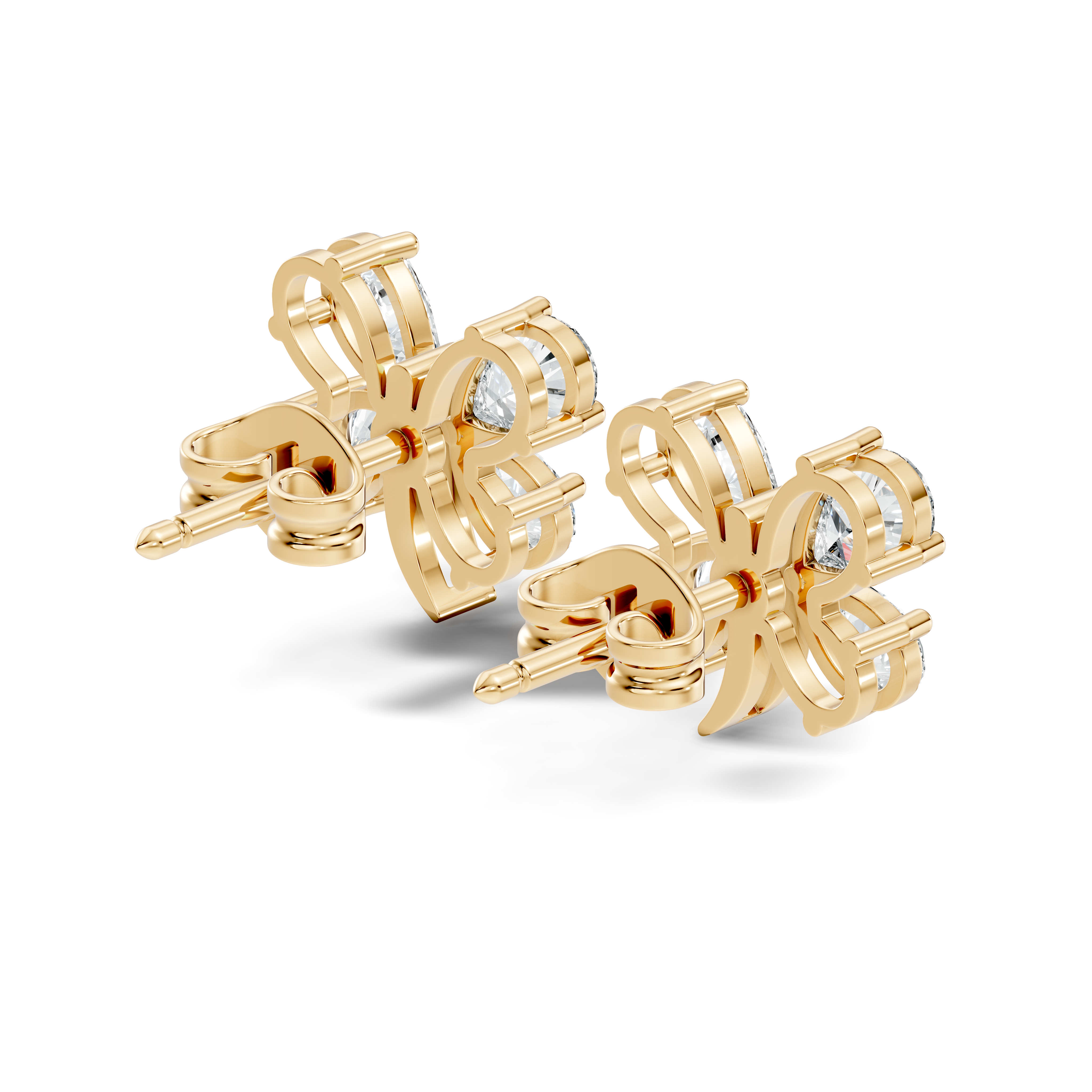 Pear Cut  Butterfly Diamond Stud