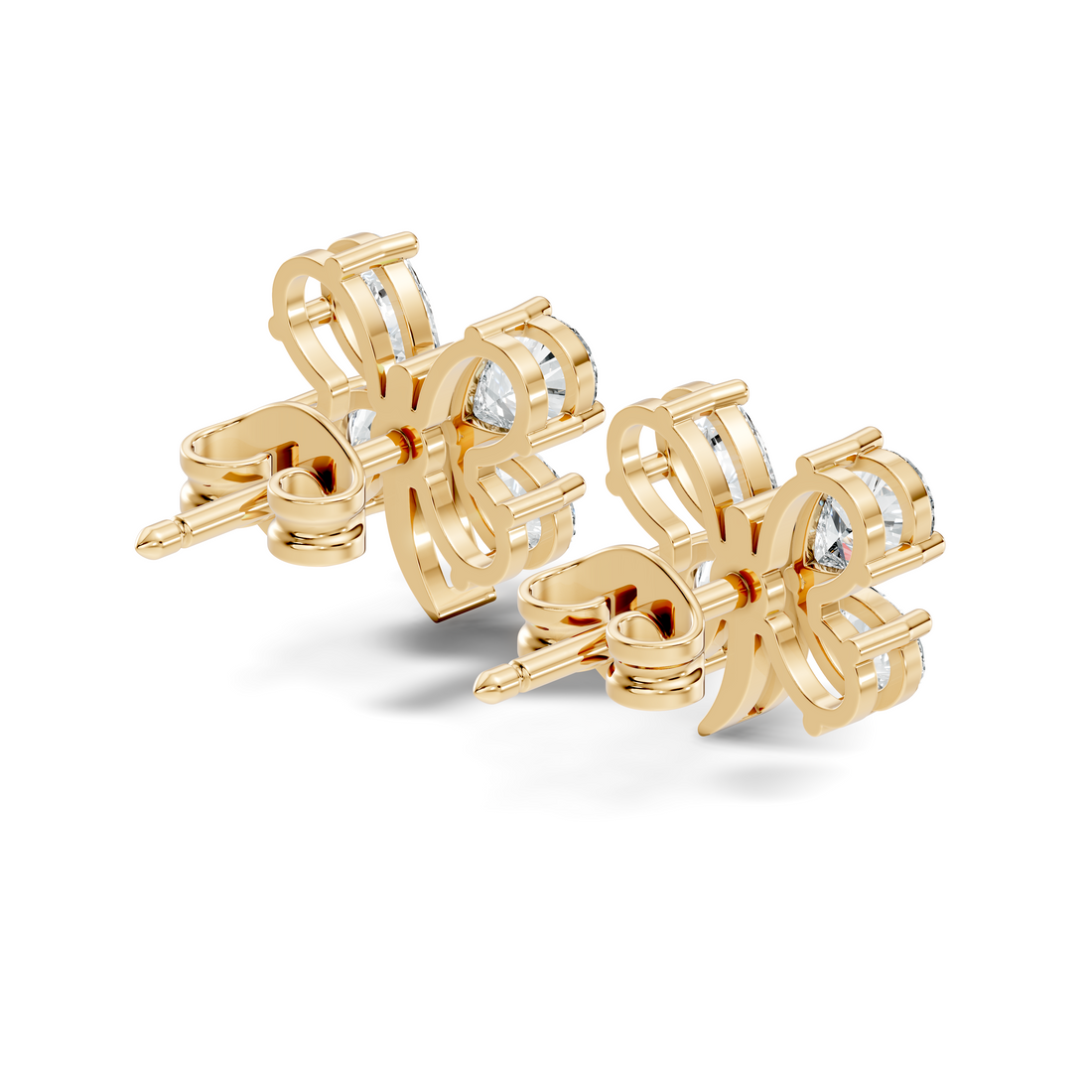 Pear Cut  Butterfly Diamond Stud