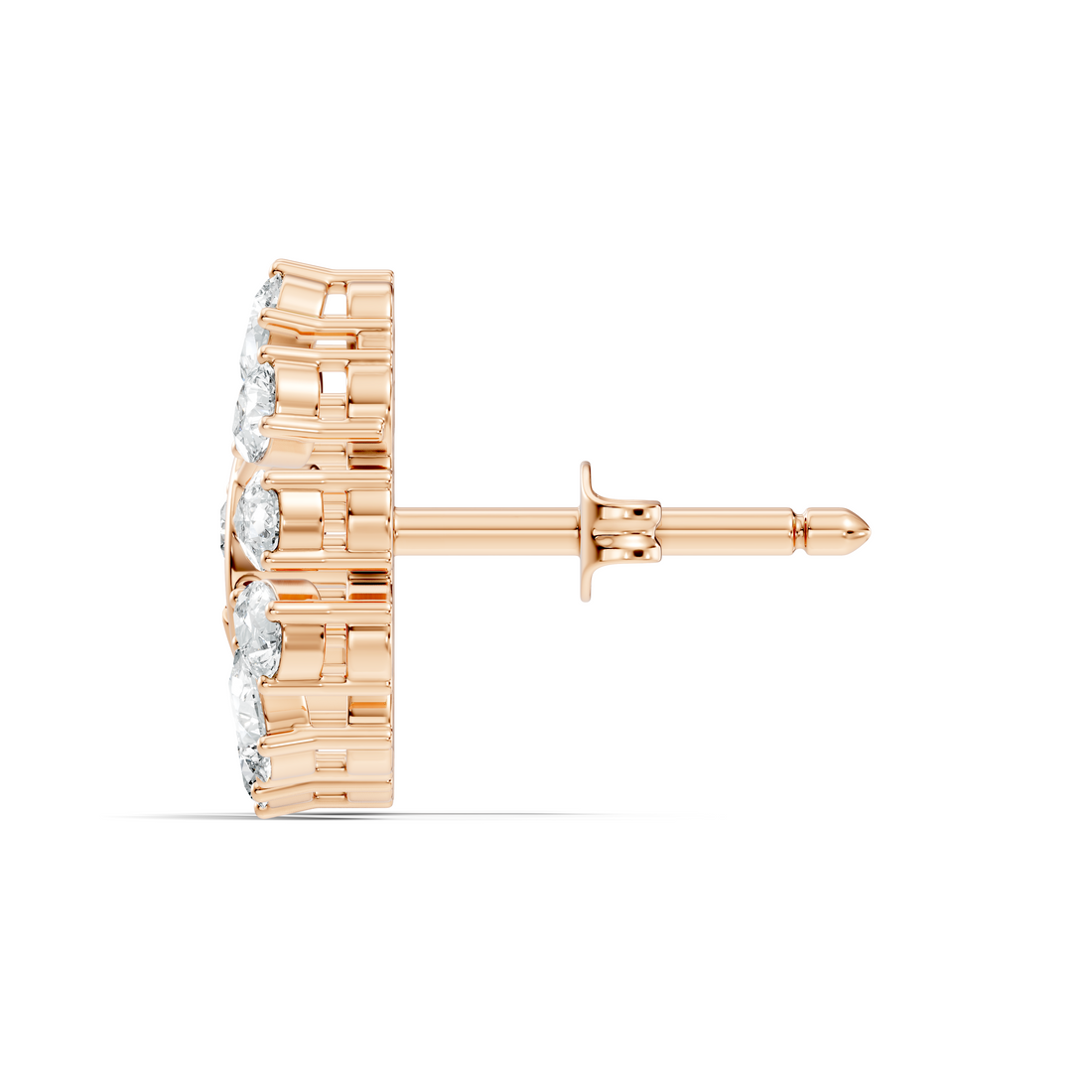 Pear & Round Peacock Fan Arc Diamond Stud