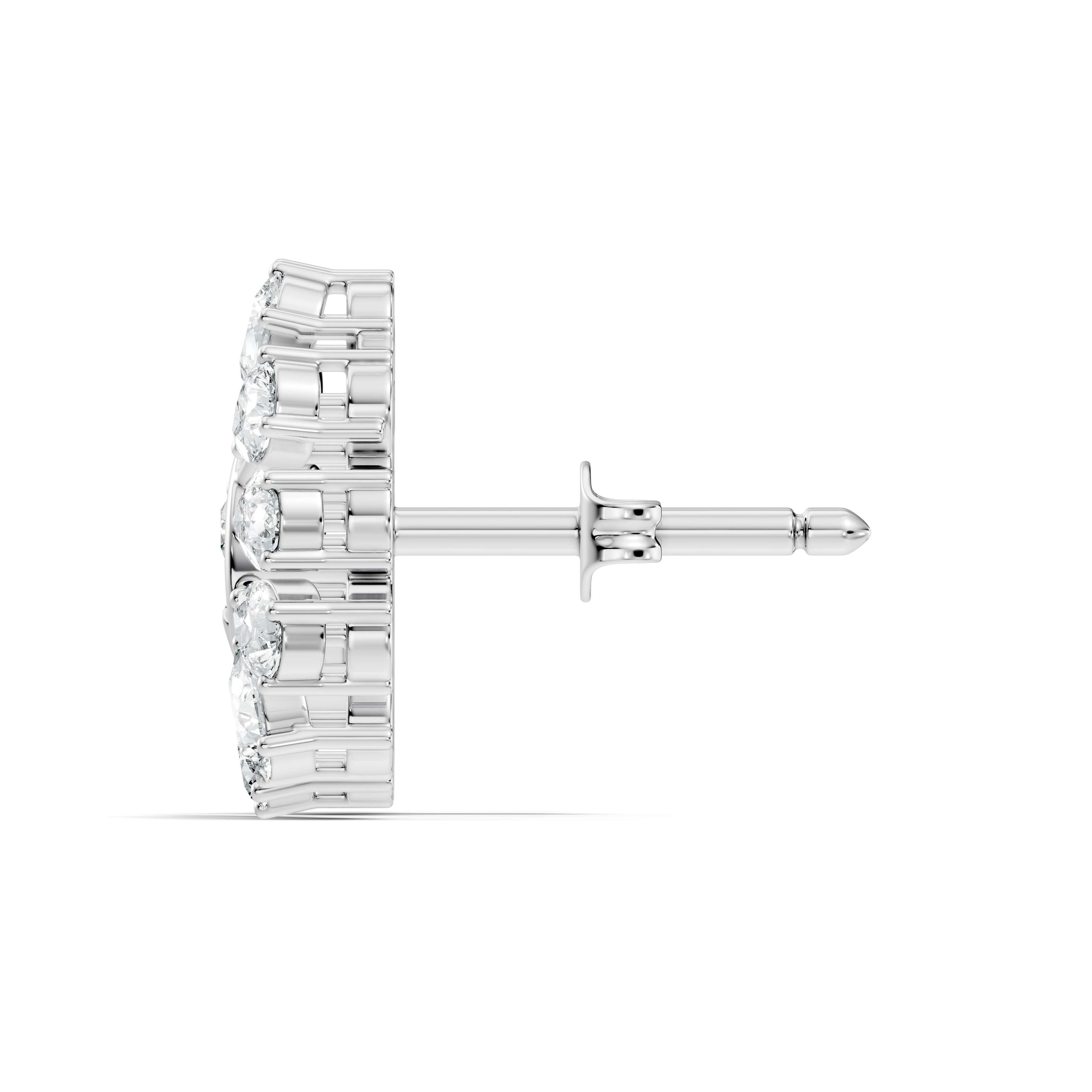Pear & Round Peacock Fan Arc Diamond Stud