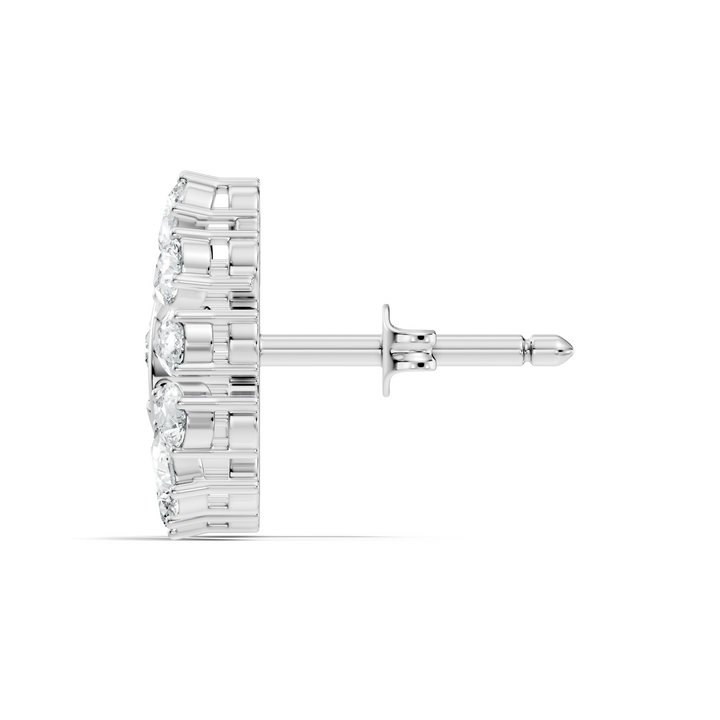 Pear & Round Peacock Fan Arc Diamond Stud