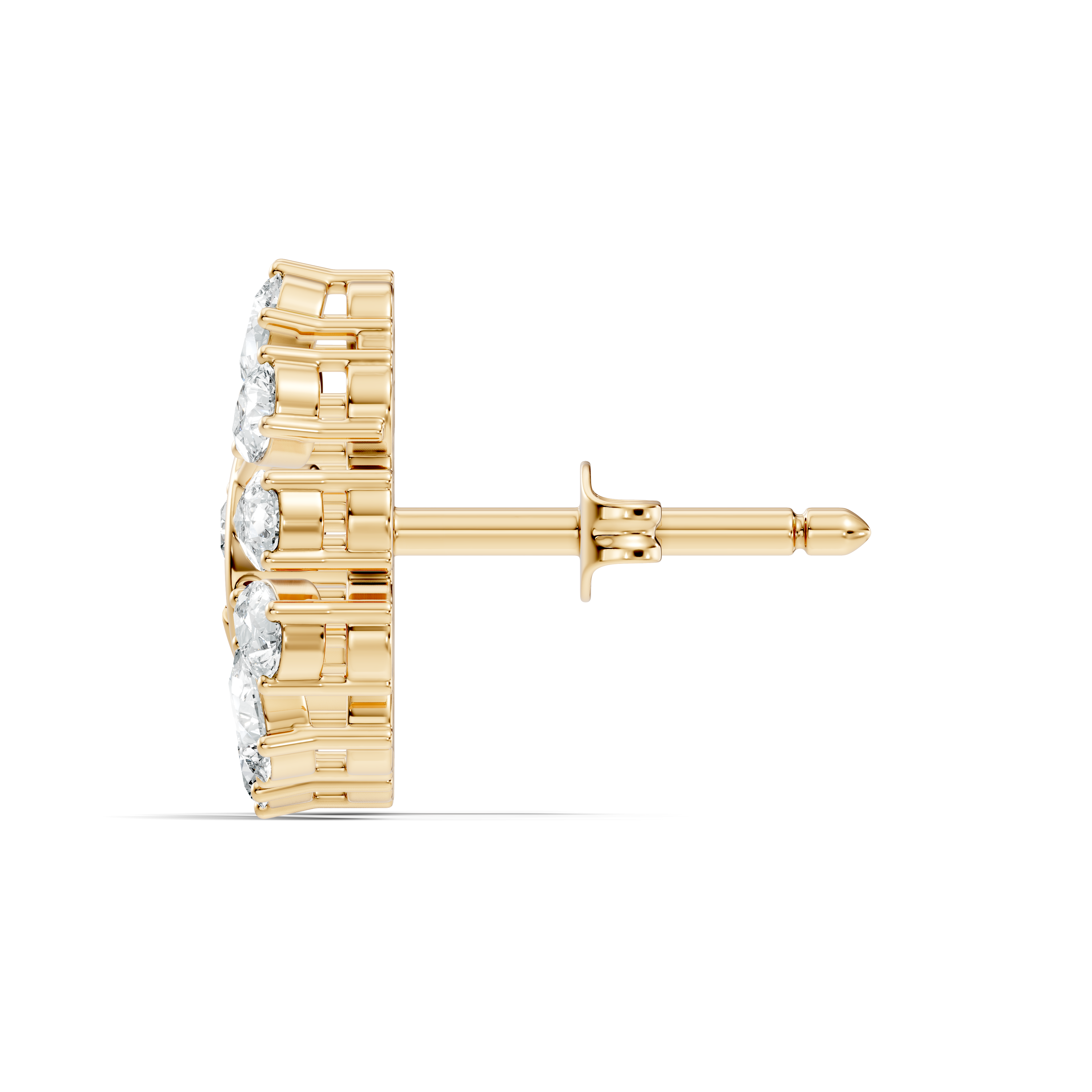 Pear & Round Peacock Fan Arc Diamond Stud