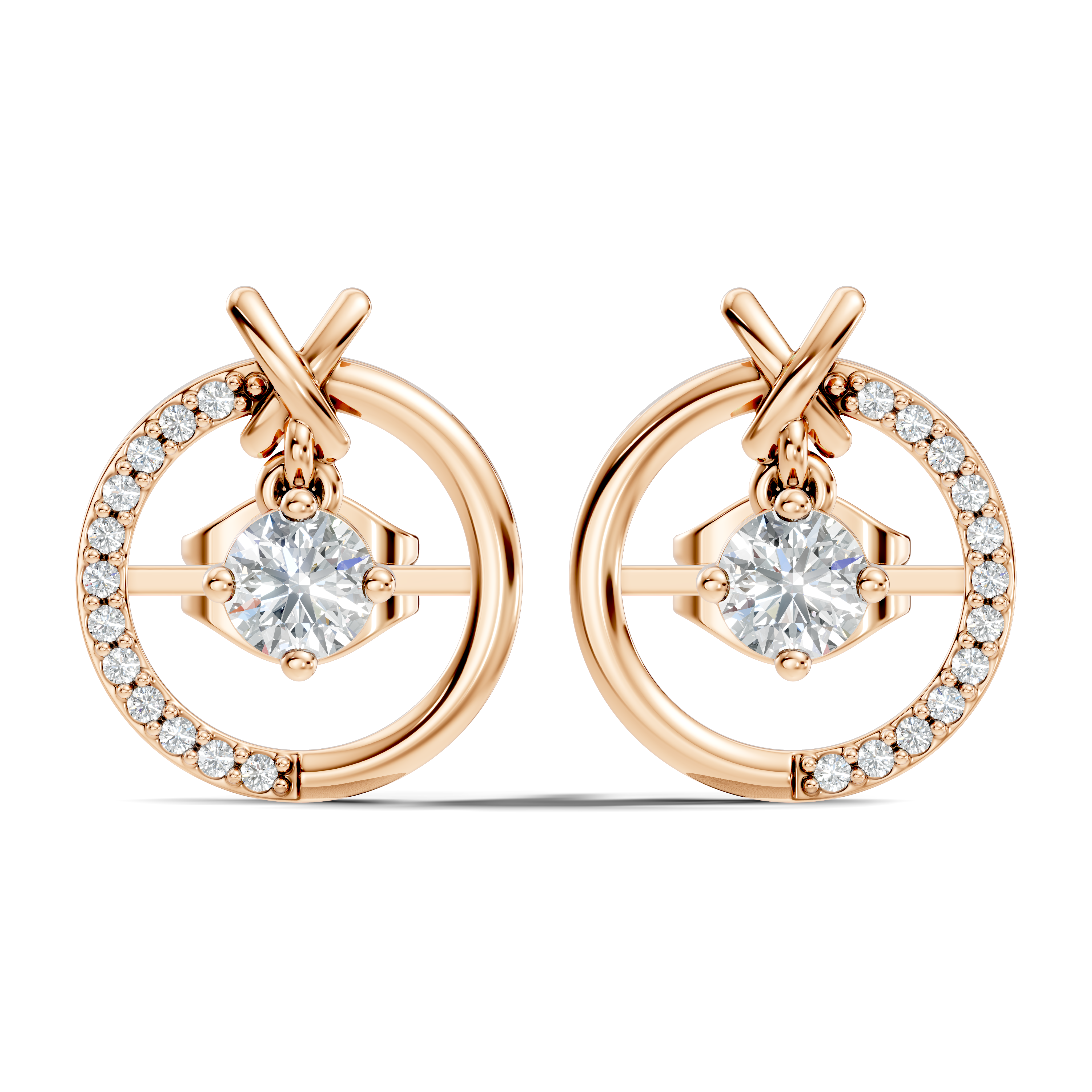 Open Circle Solitaire & Pave Diamond Stud
