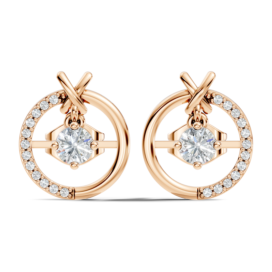 Open Circle Solitaire & Pave Diamond Stud
