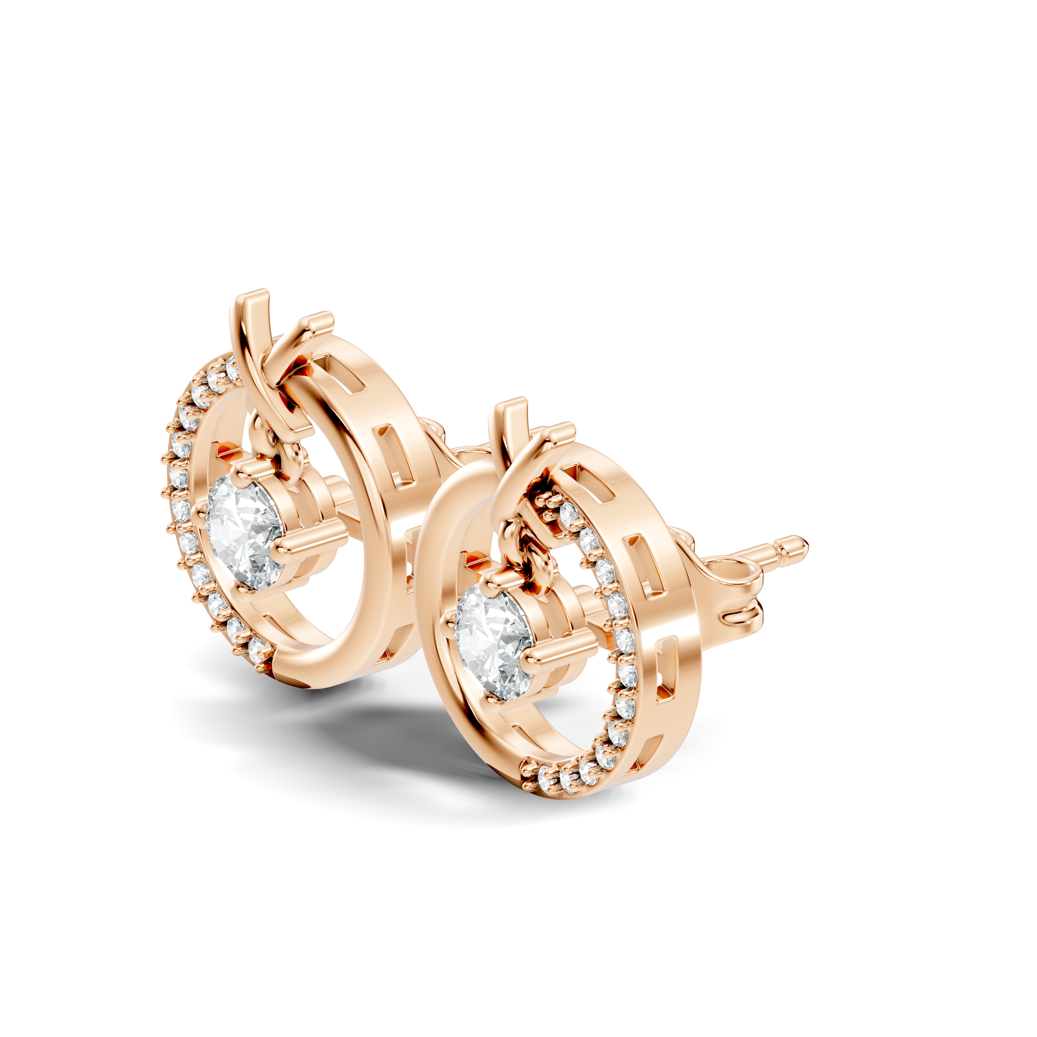 Open Circle Solitaire & Pave Diamond Stud