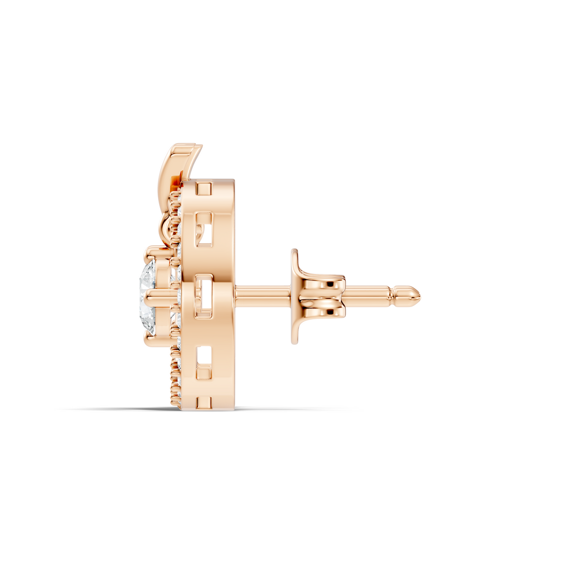 Open Circle Solitaire & Pave Diamond Stud