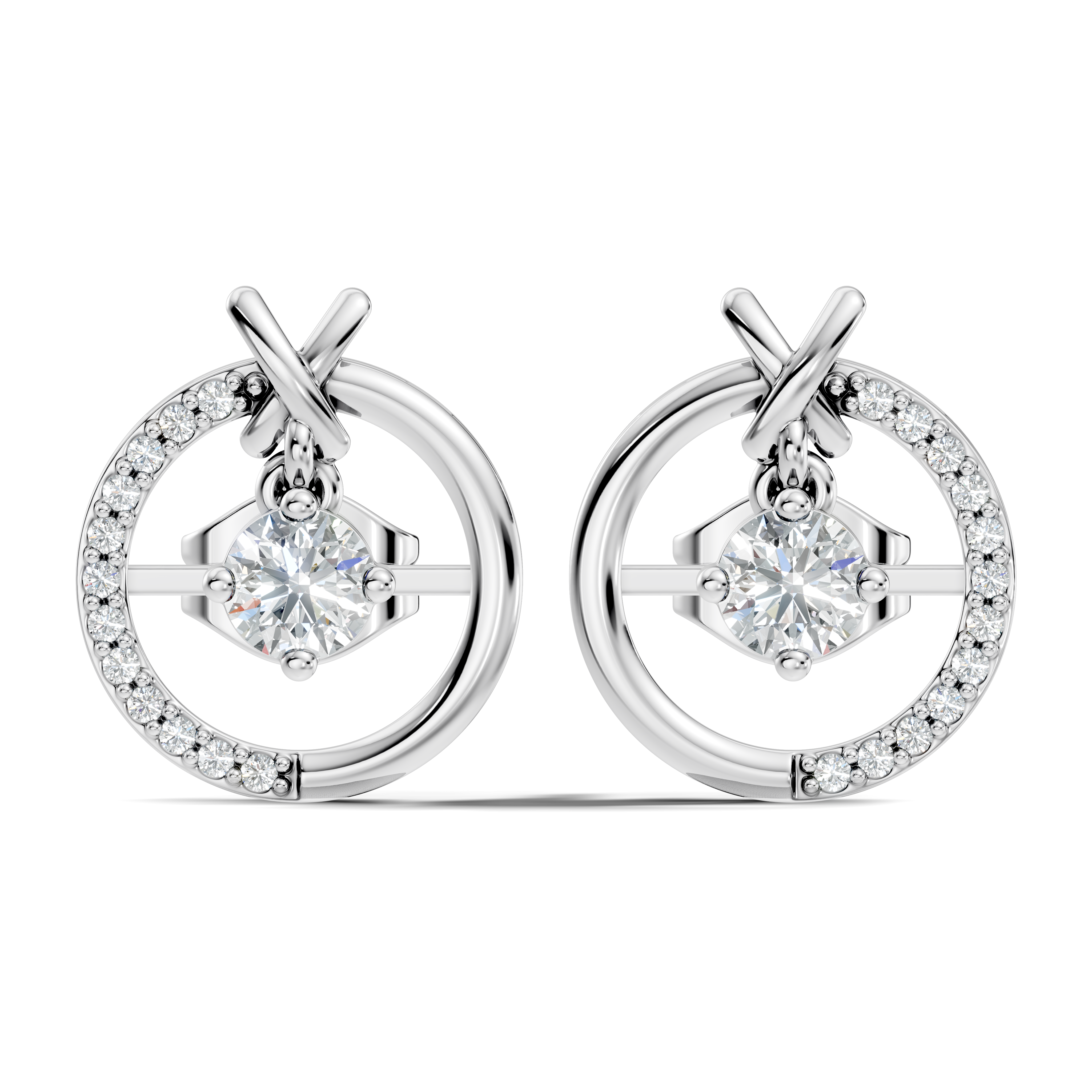 Open Circle Solitaire & Pave Diamond Stud