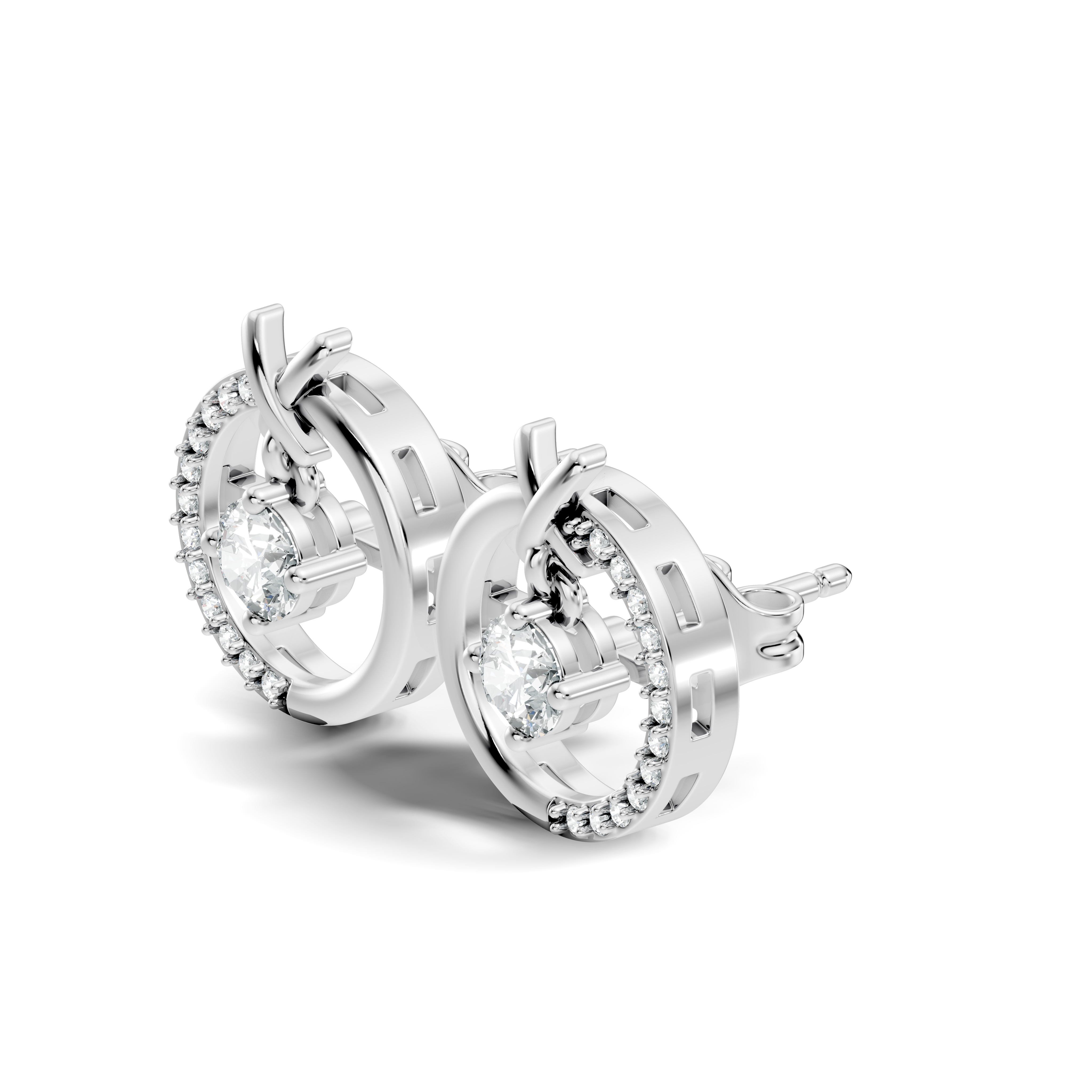 Open Circle Solitaire & Pave Diamond Stud