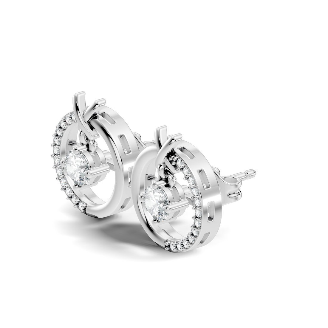Open Circle Solitaire & Pave Diamond Stud