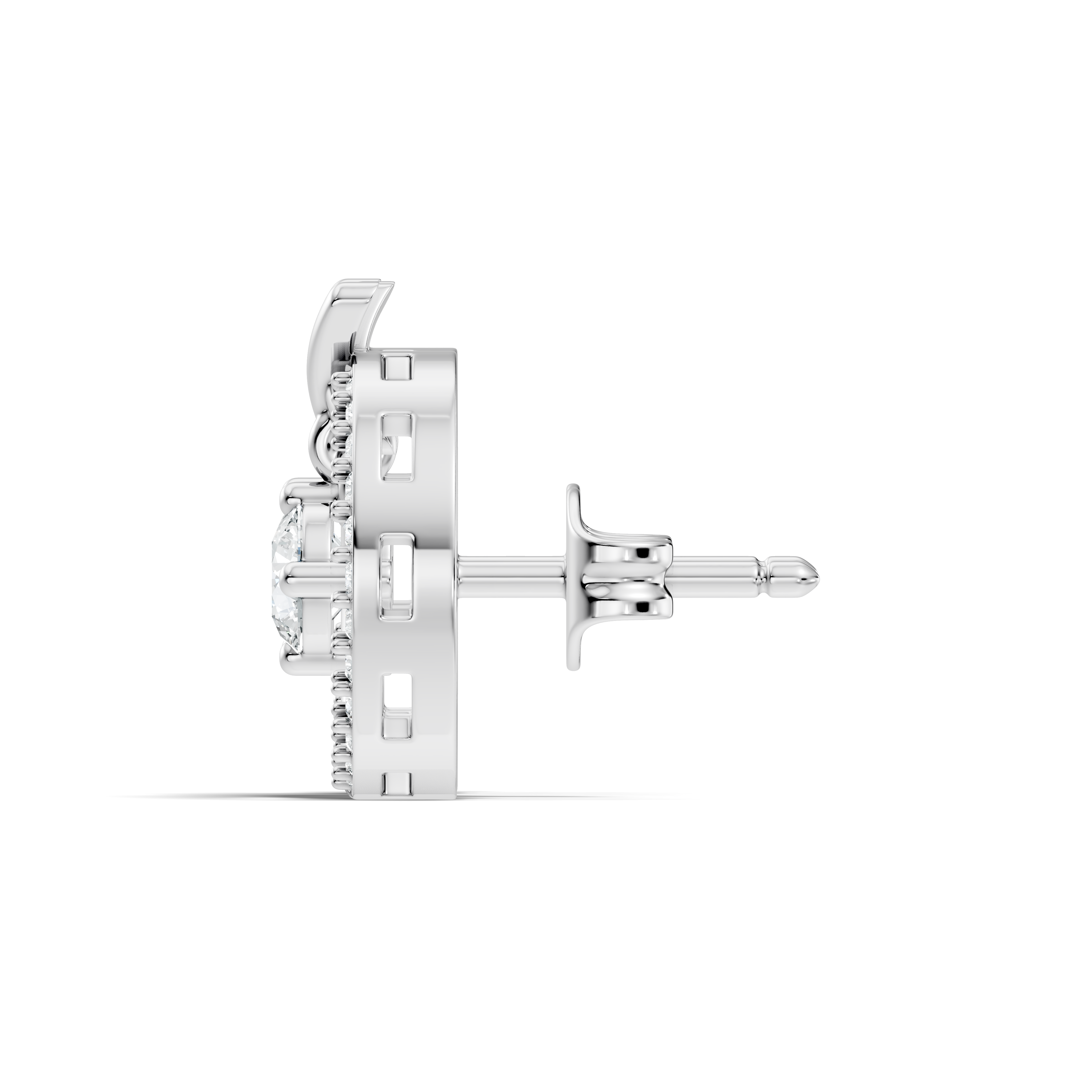 Open Circle Solitaire & Pave Diamond Stud