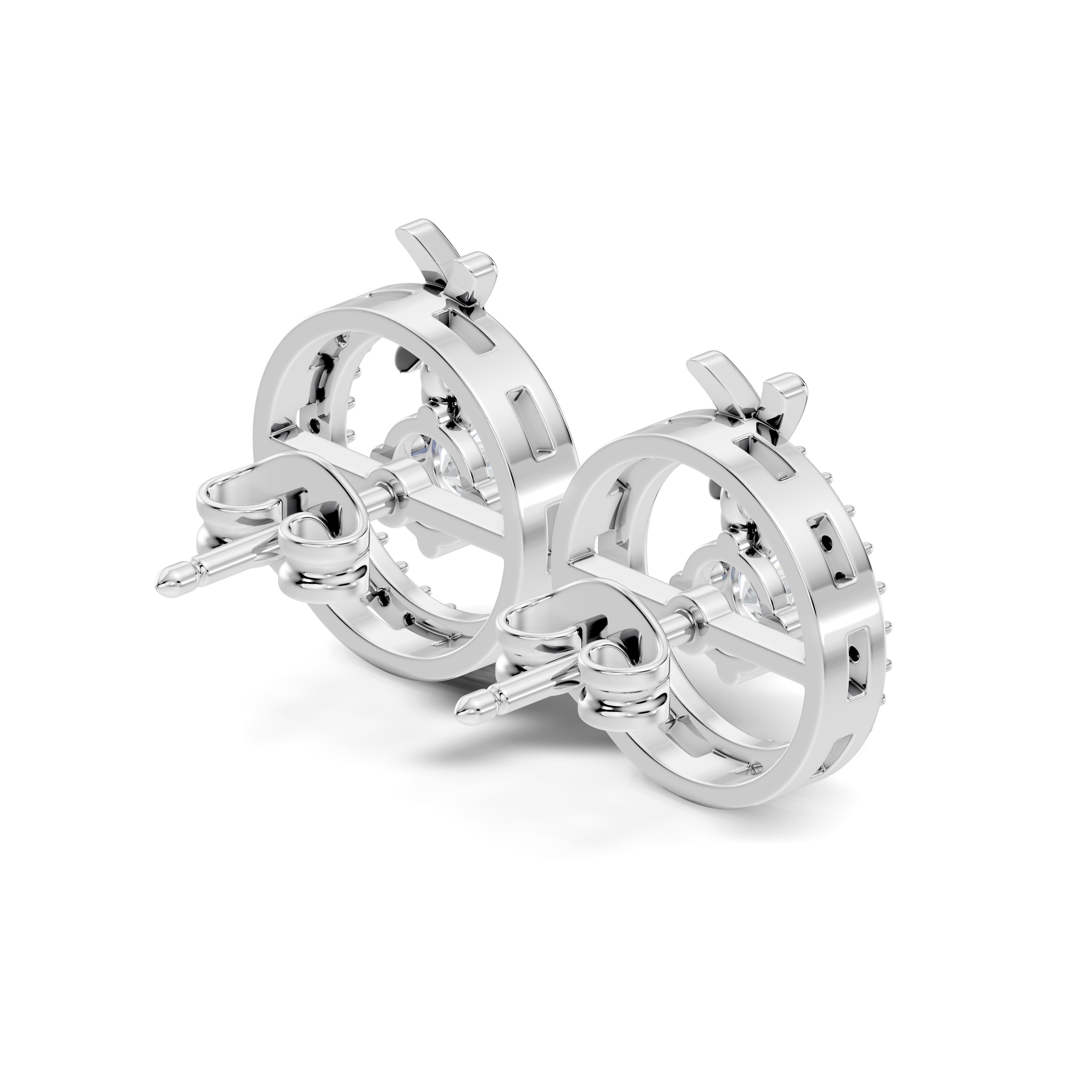 Open Circle Solitaire & Pave Diamond Stud