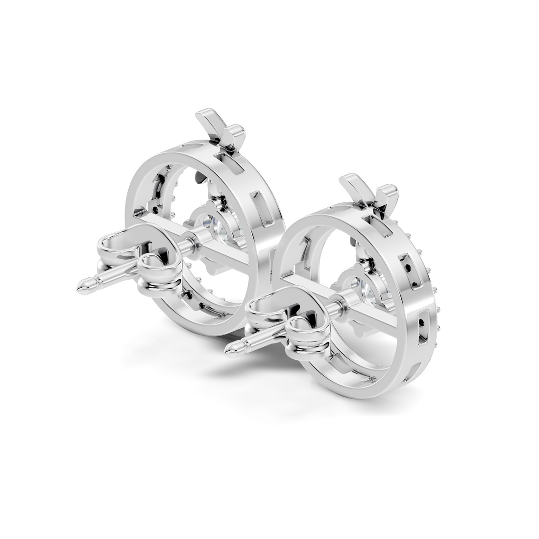 Open Circle Solitaire & Pave Diamond Stud