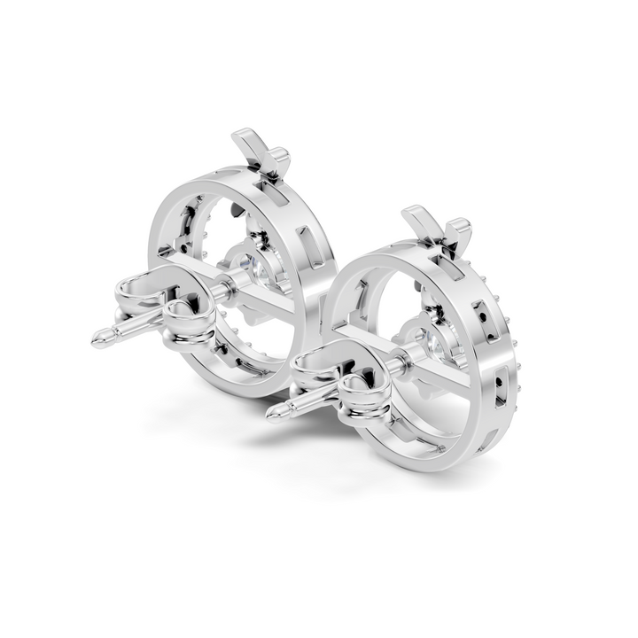 Open Circle Solitaire & Pave Diamond Stud