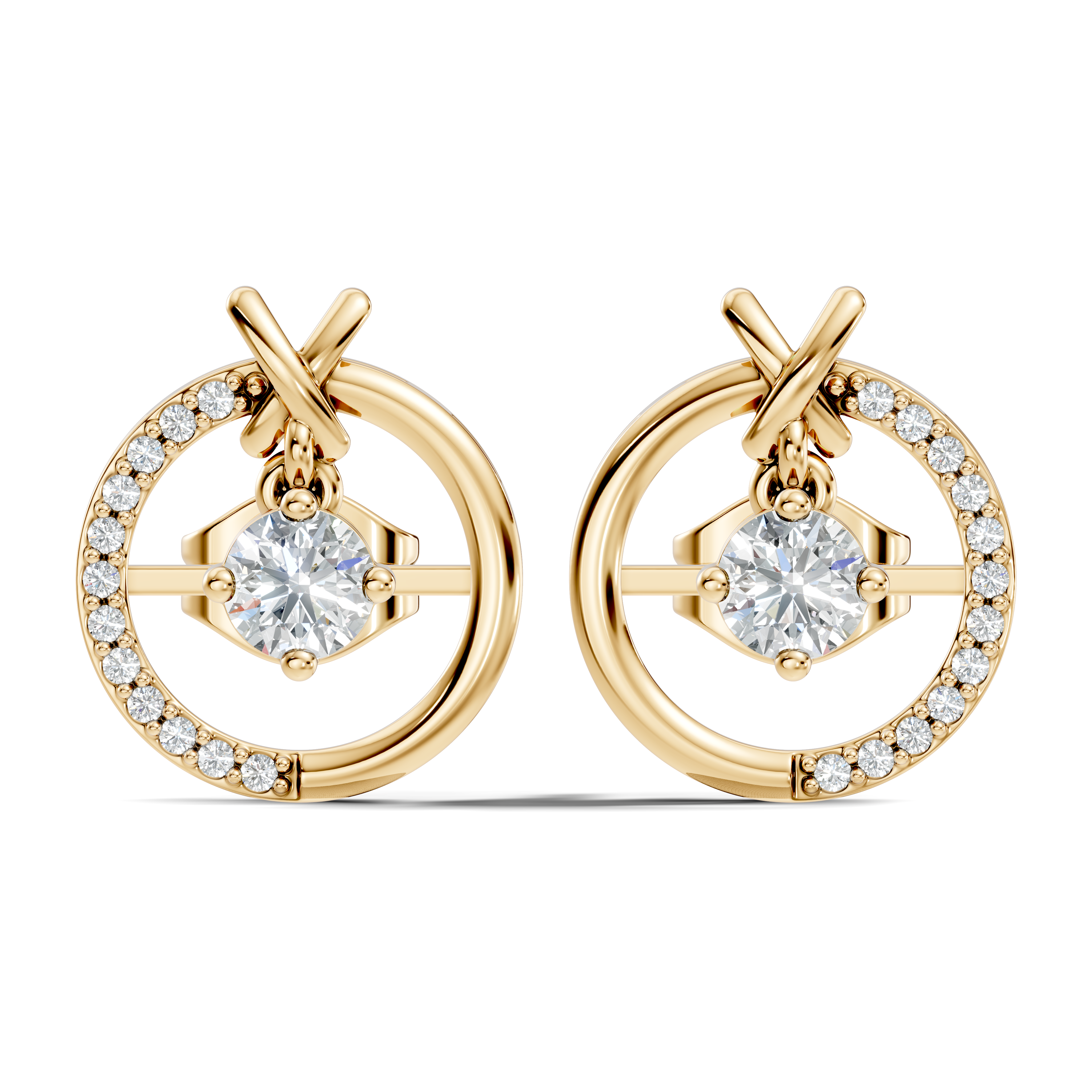Open Circle Solitaire & Pave Diamond Stud